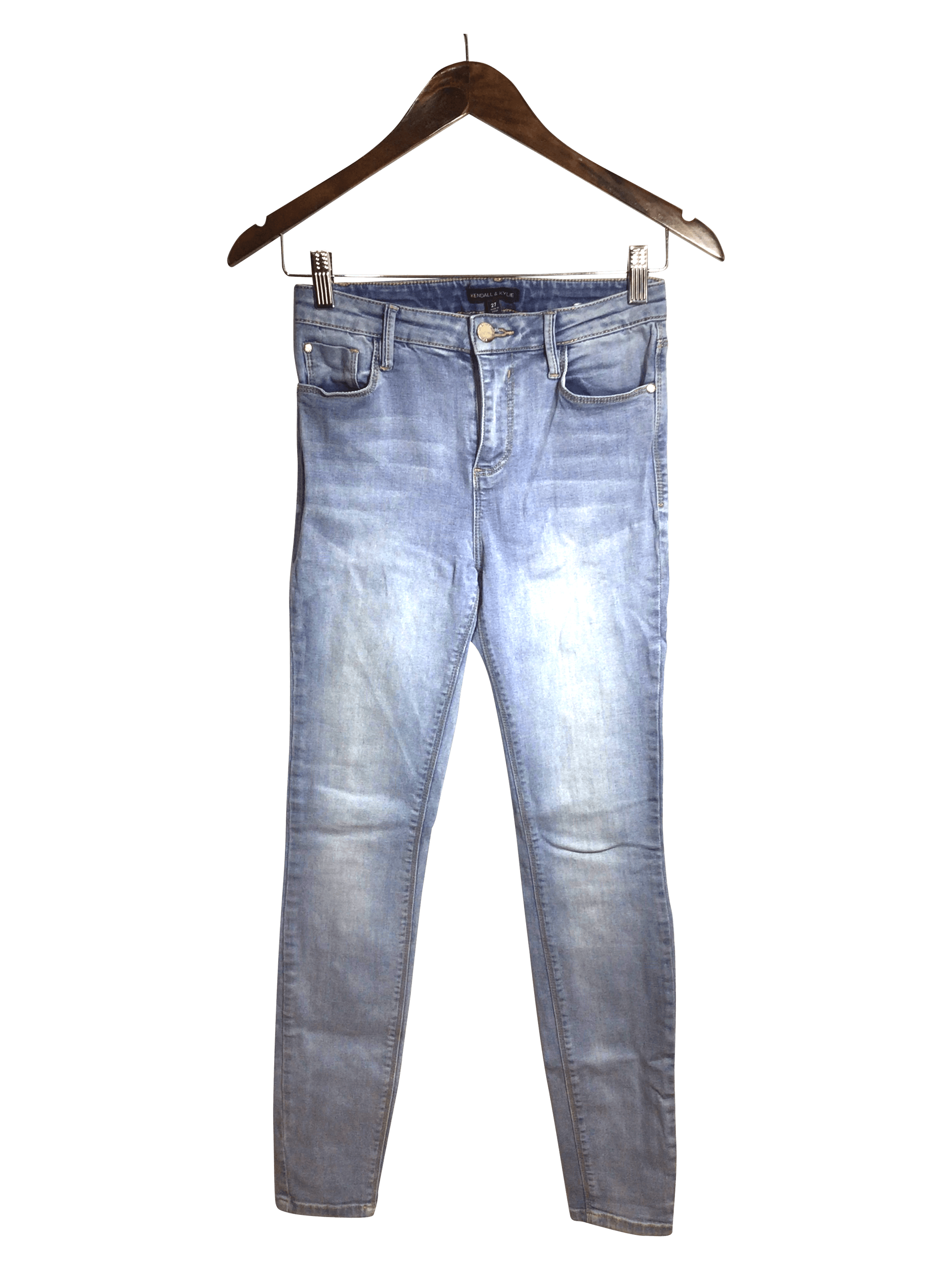 KENDALL & KYLIE Stylish Blue Regular Fit Women's Straight-Legged Jeans - Size 27