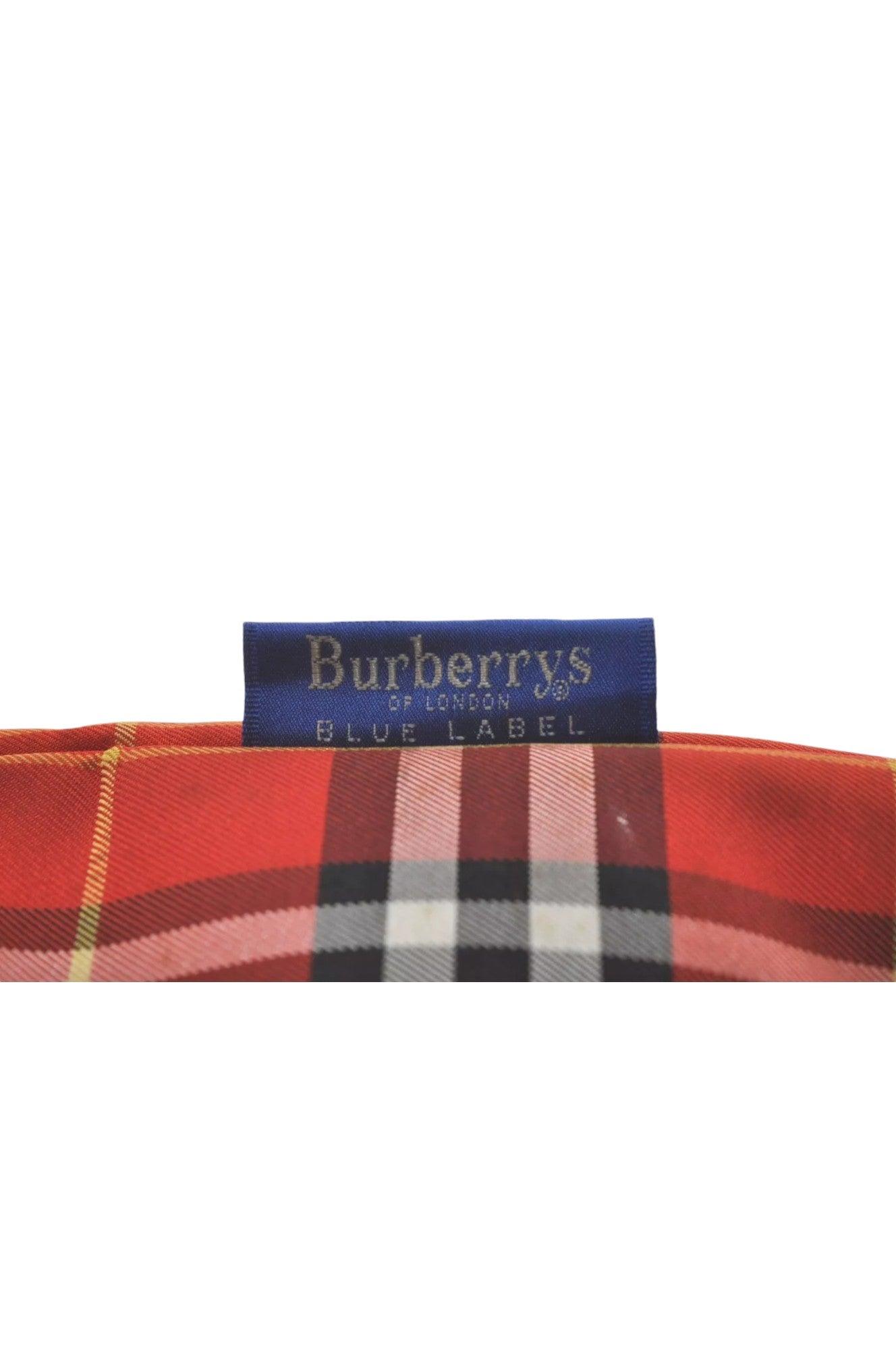 Burberry BLUE LABEL Iconic Check Pattern Red Nylon Leather Shoulder Tote Bag 9373K