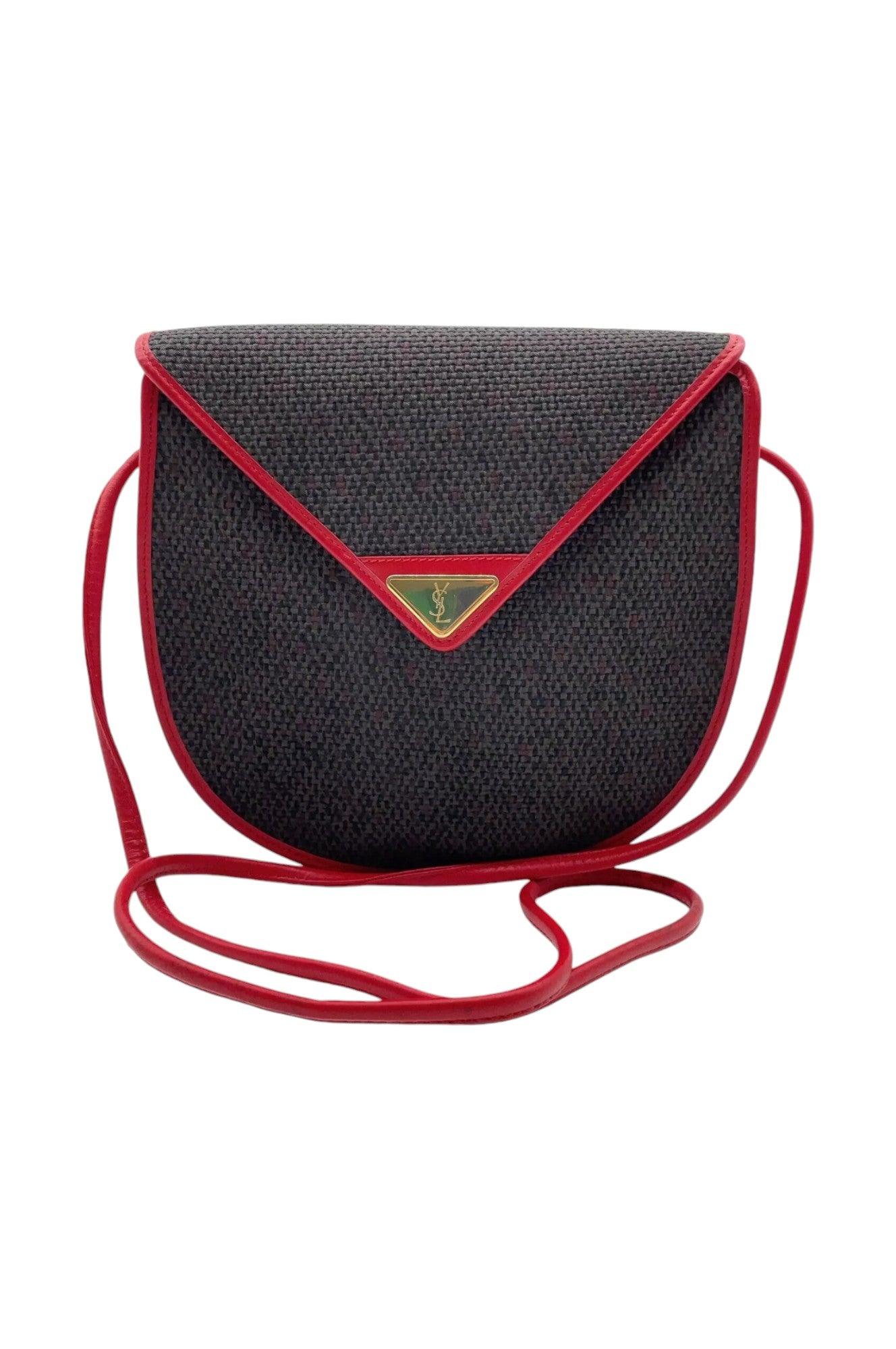 Saint Laurent Gray/Red Pochette NS080768 Stylish Shoulder Bag