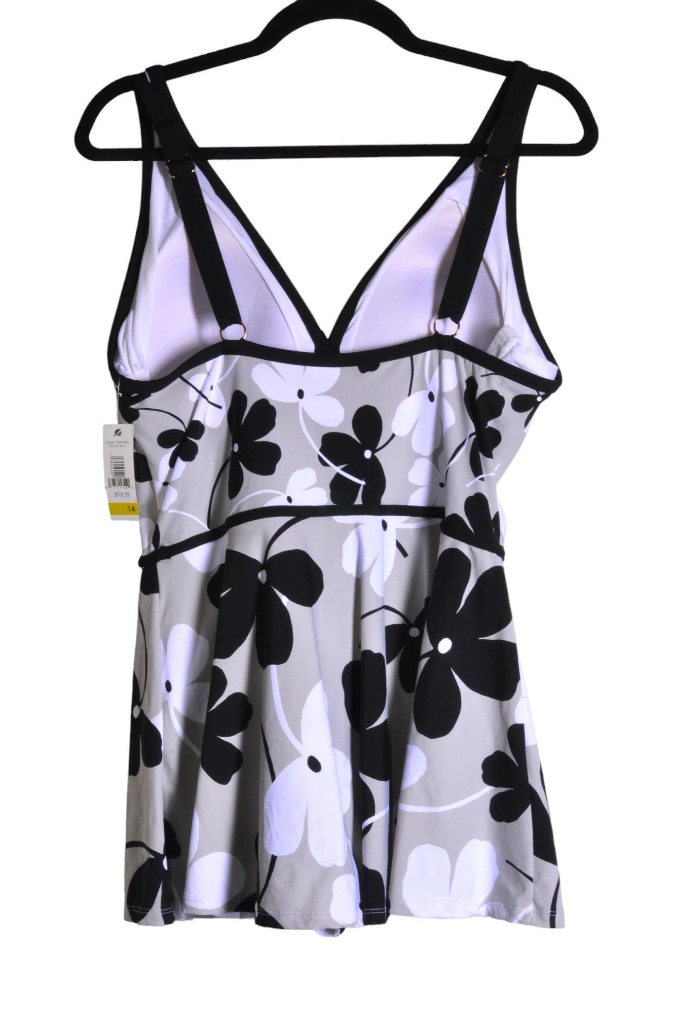 ANNE COLE Women's Stylish Regular-Fit White Tankinis - Size 14