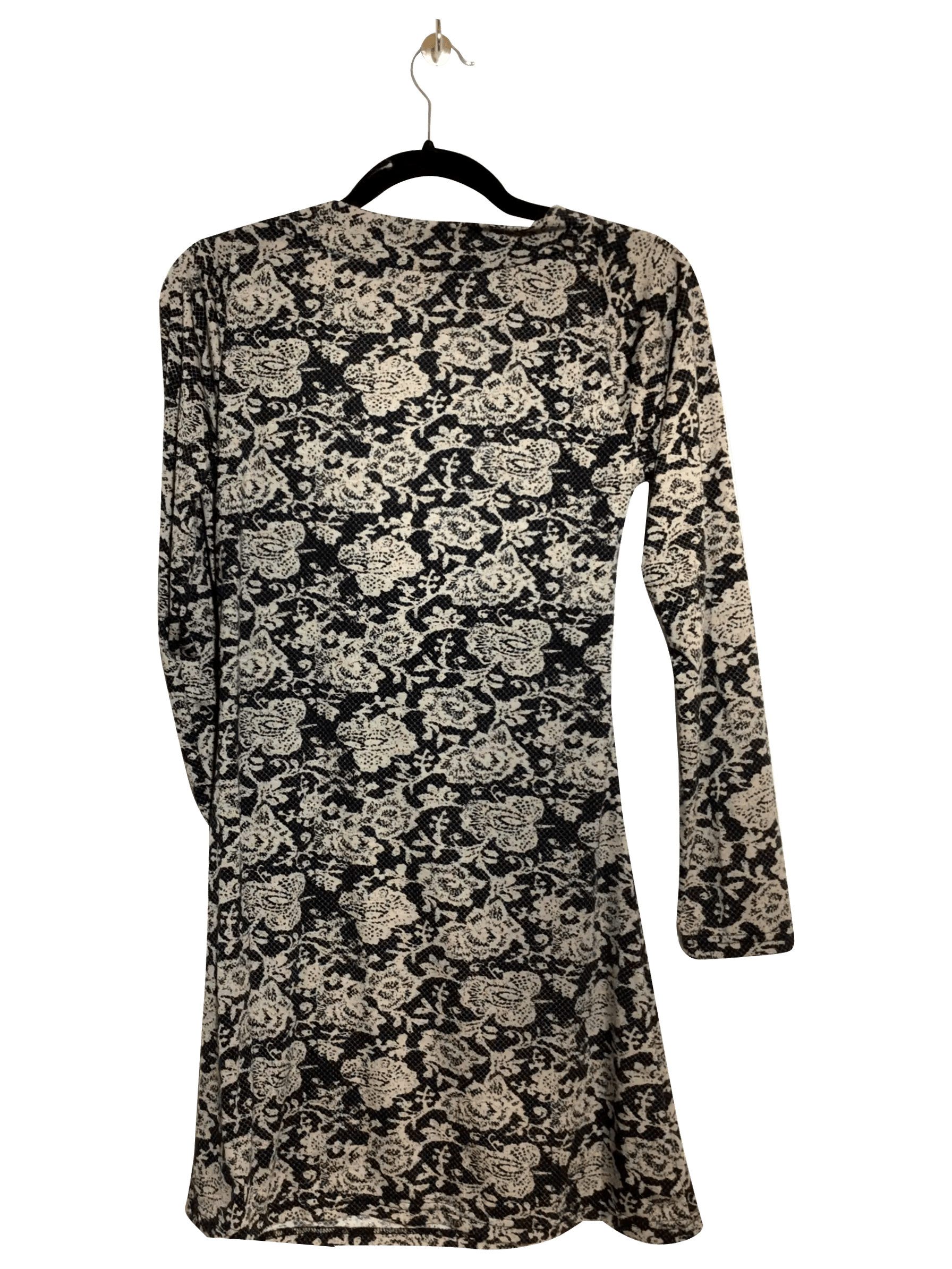 Brown MUST HAVE Regular Fit Knee-Length Long-Sleeved Scoop Neck Midi Dress - Size M