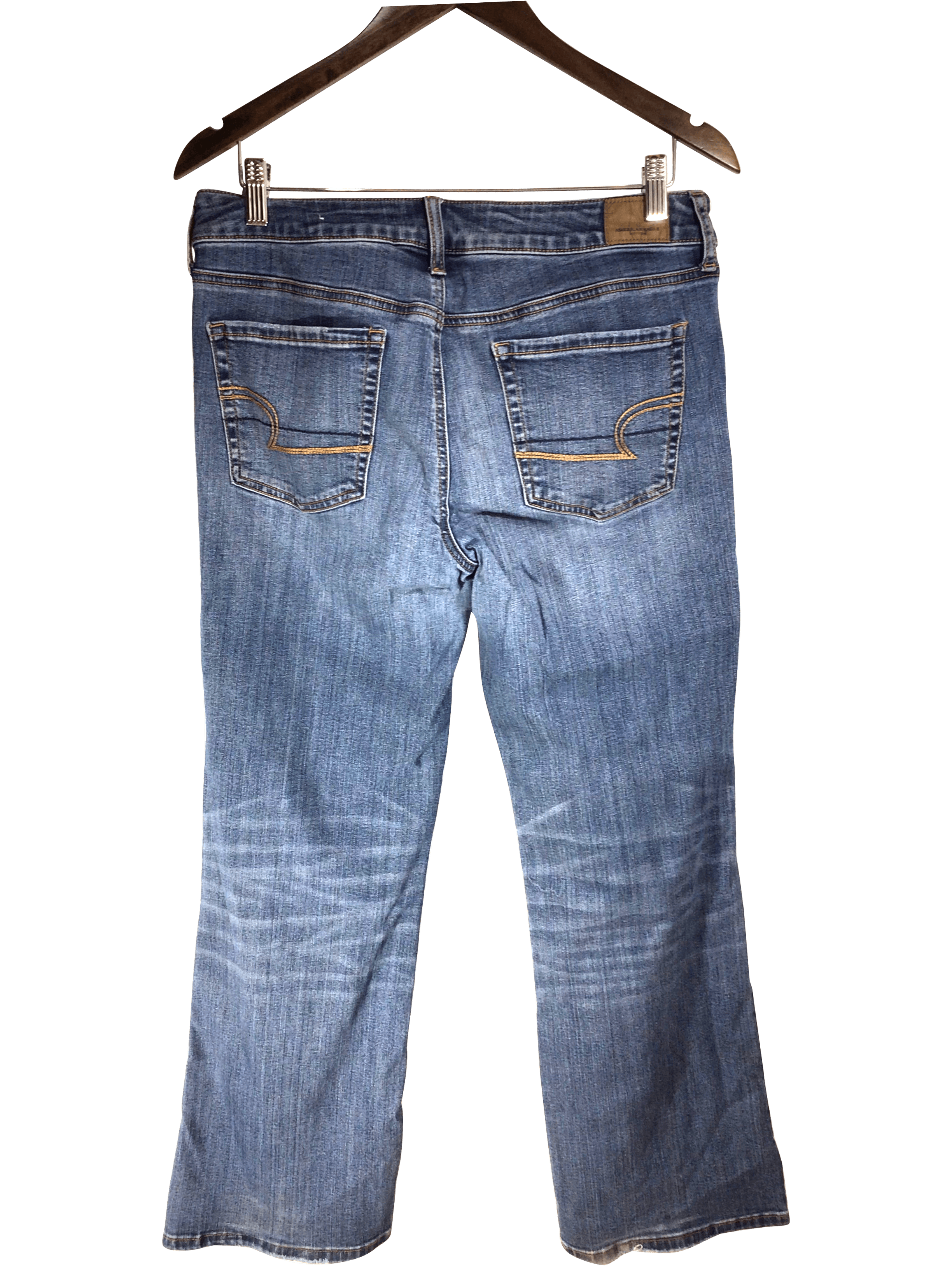 Stylish AMERICAN EAGLE Women's Blue Regular Fit Straight-Legged Jeans - Size 12