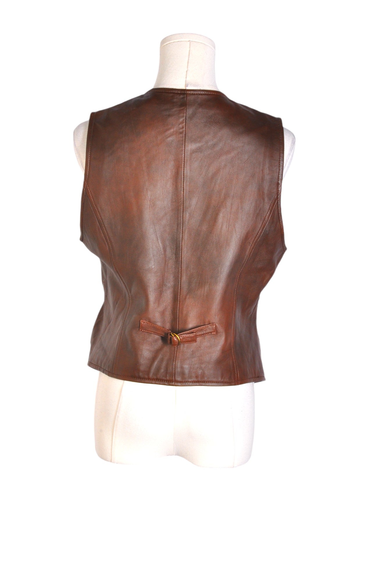 Stylish CABI Women's Brown Regular-Fit Leather Vest - Size M