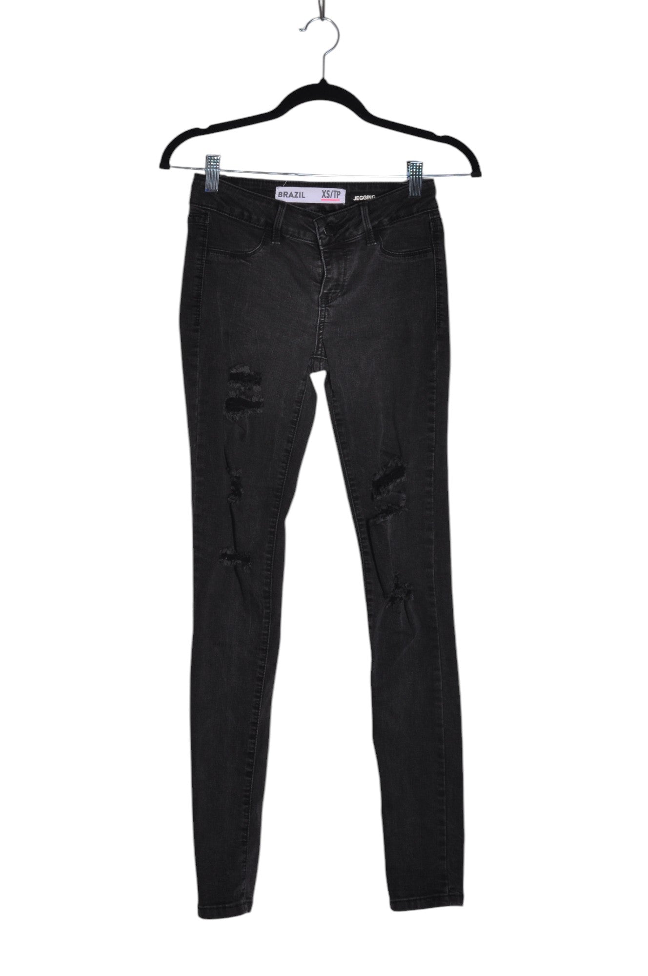 Stylish BRAZIL Women's Straight-Legged Regular Fit Black Jeans - Size XS
