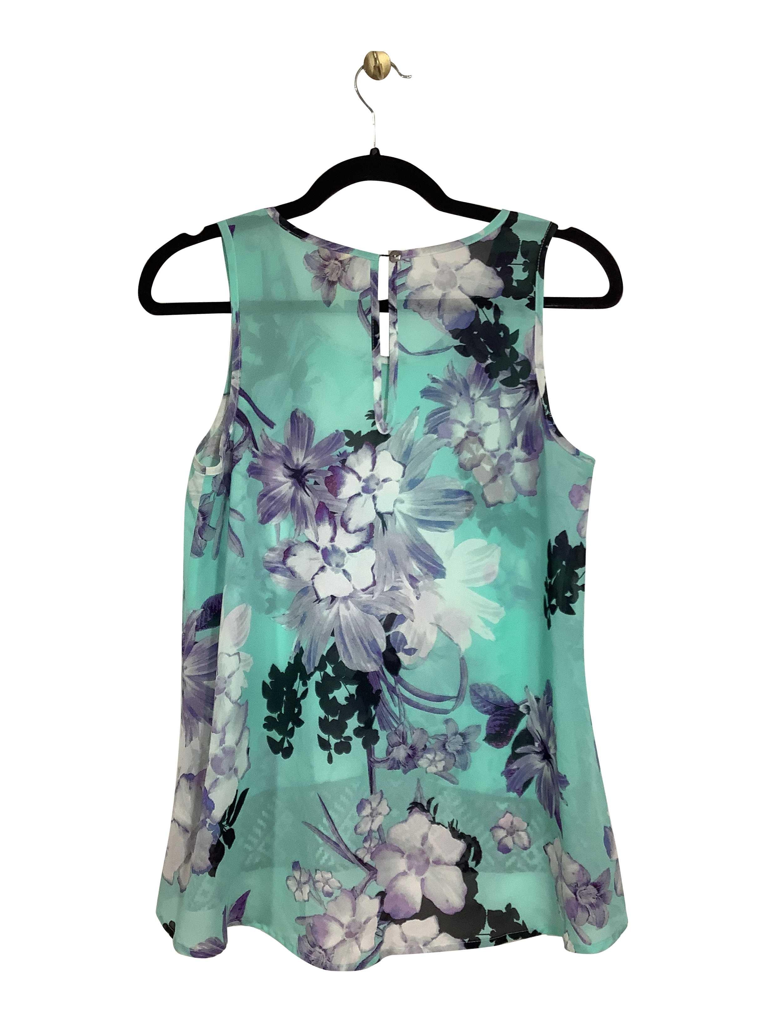 Stylish CHENEAULT Regular Fit Sleeveless Crew Neck Blouse in Blue - Size S