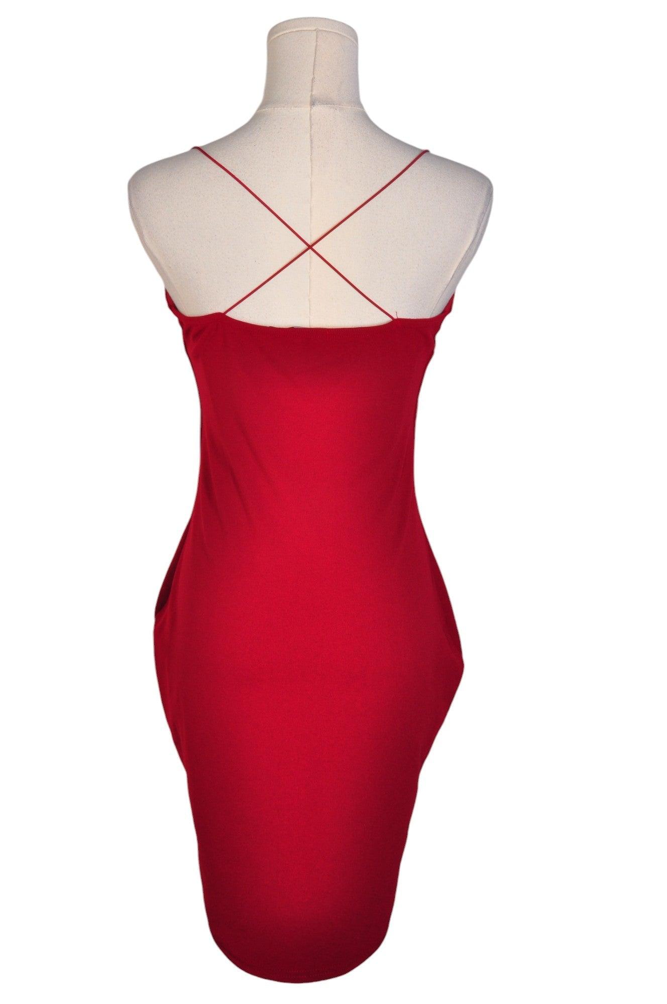 BOOHOO Stylish Women's Red Regular Fit Bodycon Dress - Size 8