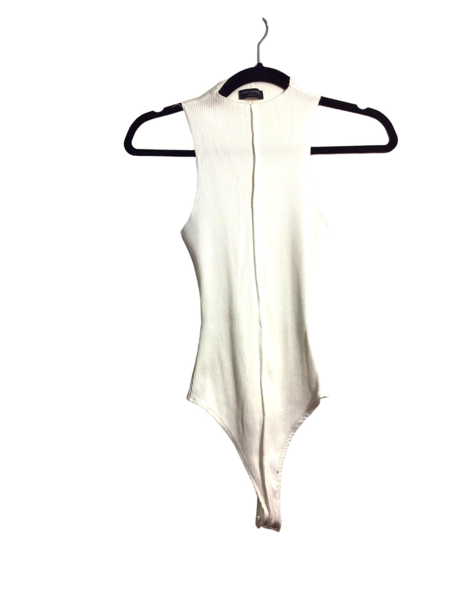NAKED WARDROBE Women's Stylish White Regular Fit Bodysuit - Size L