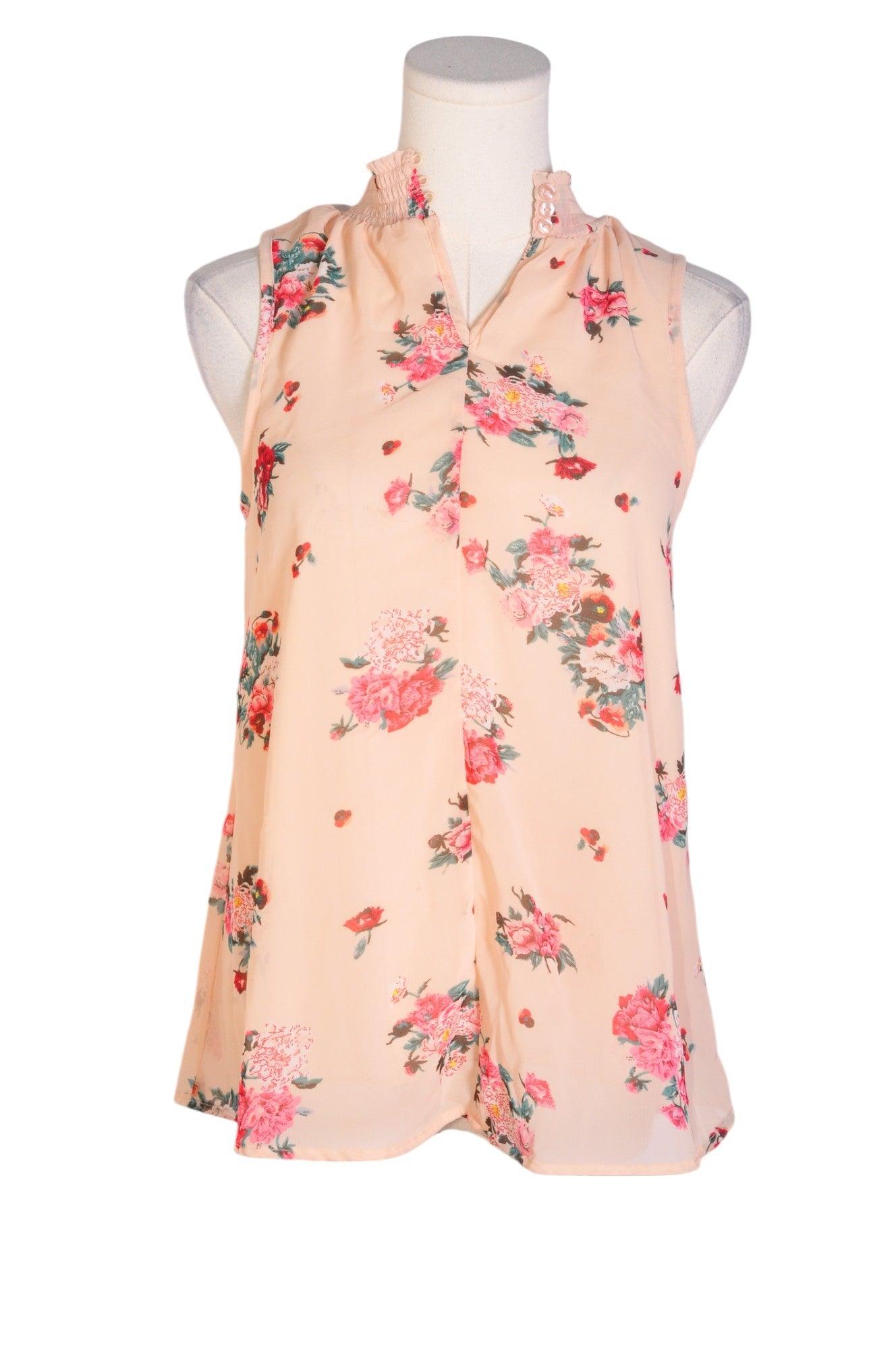 Stylish JAPNA Beige Regular - Fit Women's Sleeveless Blouse in Size S