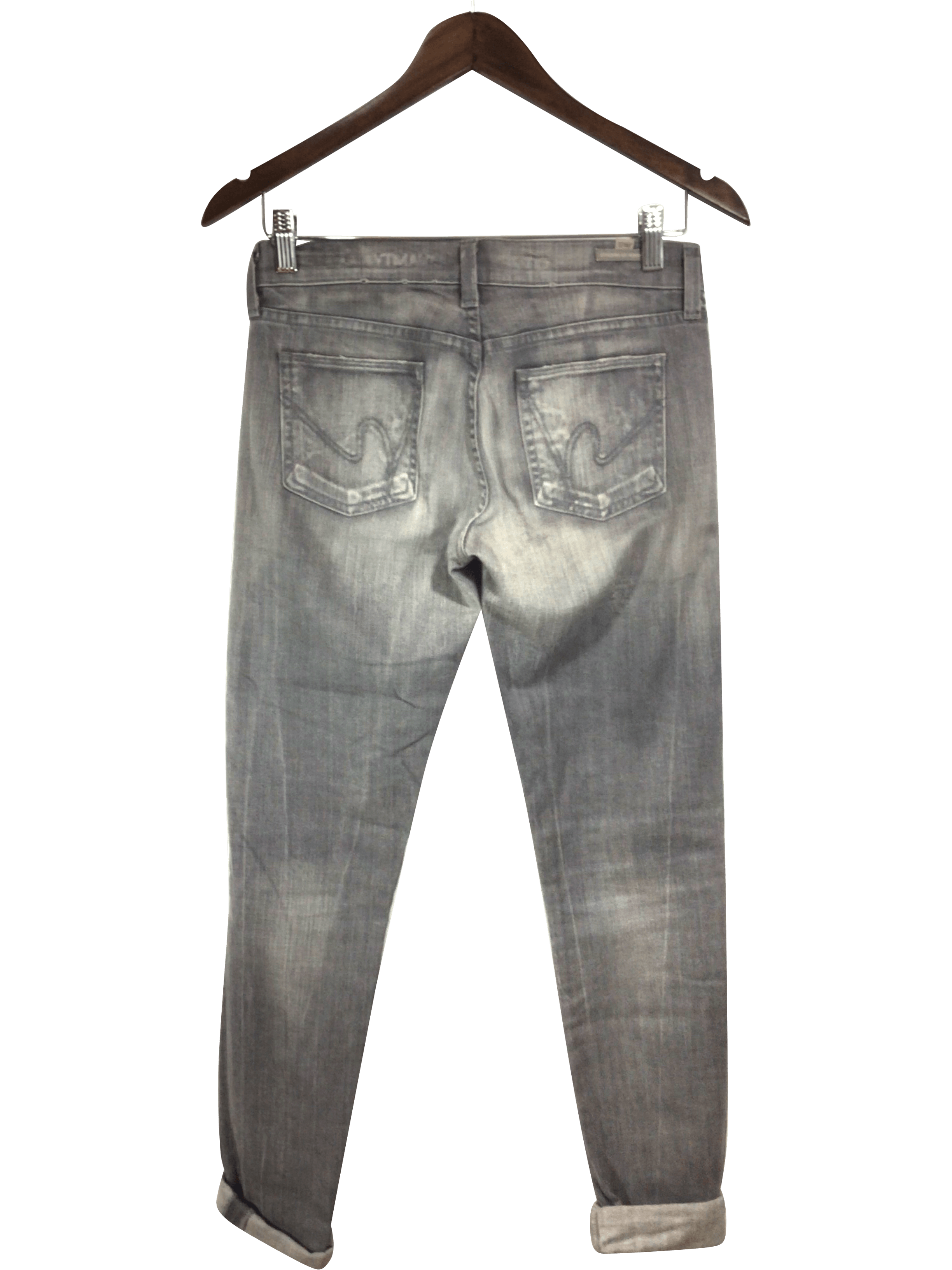 CITIZENS OF HUMANITY Stylish Gray Regular Fit Straight - Legged Second - Hand Jeans Size 25