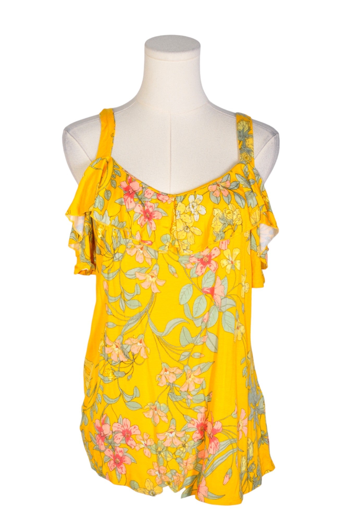 CABLE & GAUGE Stylish Regular Fit Yellow Women's Blouse - Size L