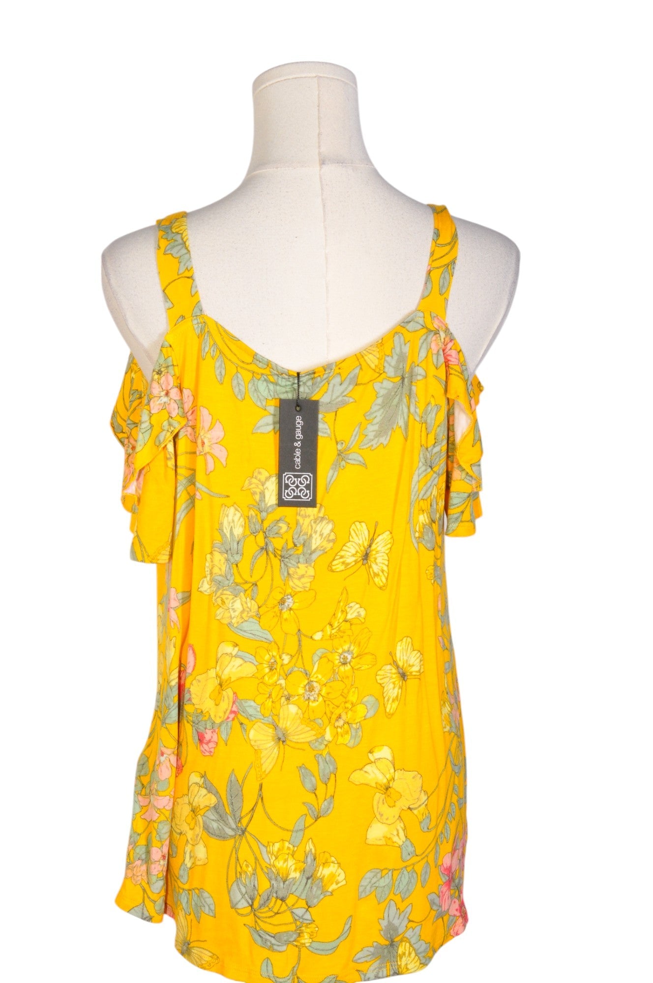 CABLE & GAUGE Stylish Regular Fit Yellow Women's Blouse - Size L