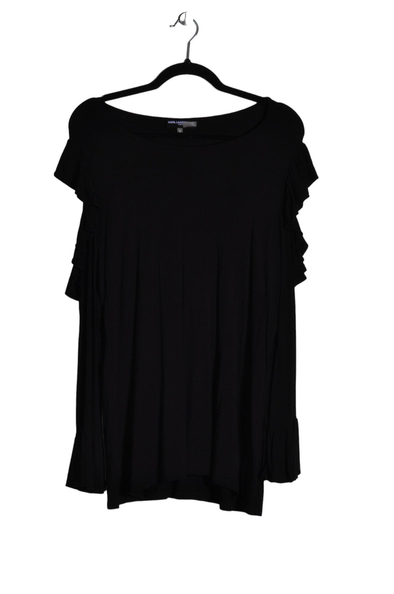 Stylish KARL LAGERFELD Second - Hand Women's Black Regular - Fit Blouse in Size L