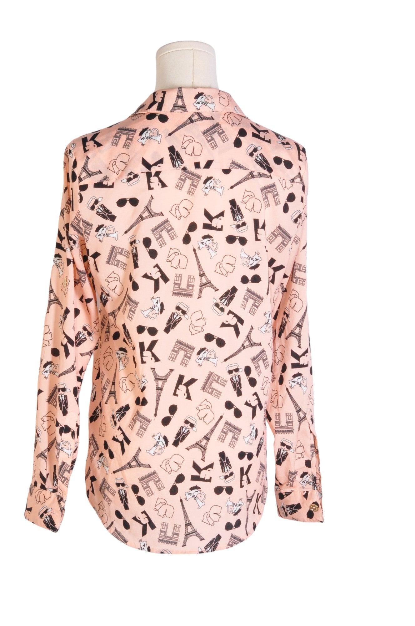 Gorgeous KARL LAGERFELD Women's Pink Button - Down Regular - Fit Tops in XS Size
