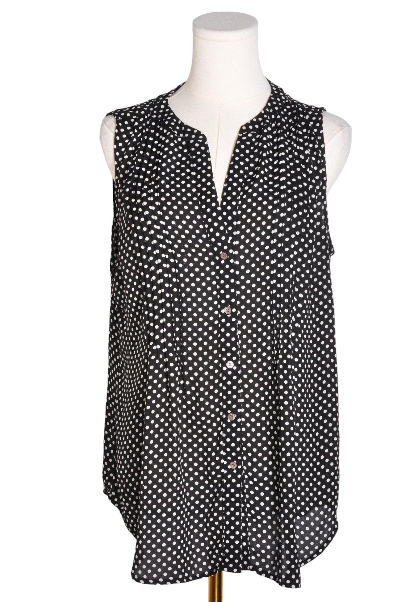 CHAUS Stylish Women's Button - Down Sleeveless V - Neck Top in Regular Fit, Black - Size M