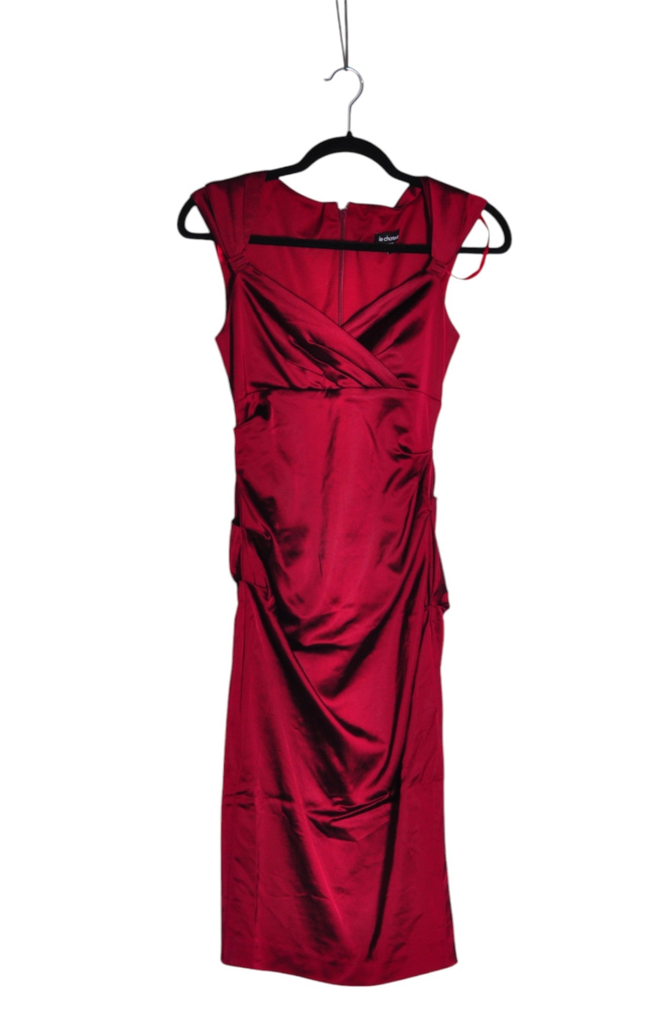 Stylish CHATEAU Women's Red Maxi Dress - Regular Fit, Size XS