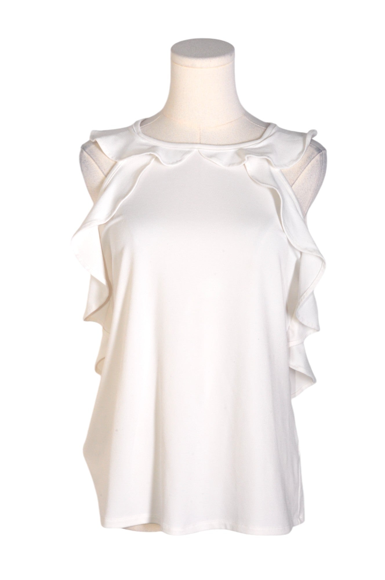 RW&CO Women's White Regular-Fit Sleeveless Boat Neck Blouse - Size L
