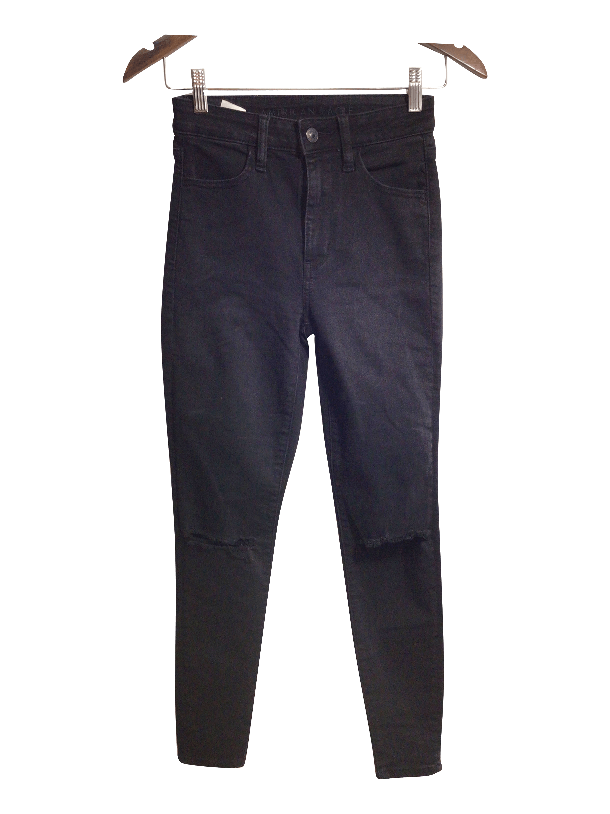 Stylish AMERICAN EAGLE Women's Regular Fit Straight-Legged Black Jeans - Size 2