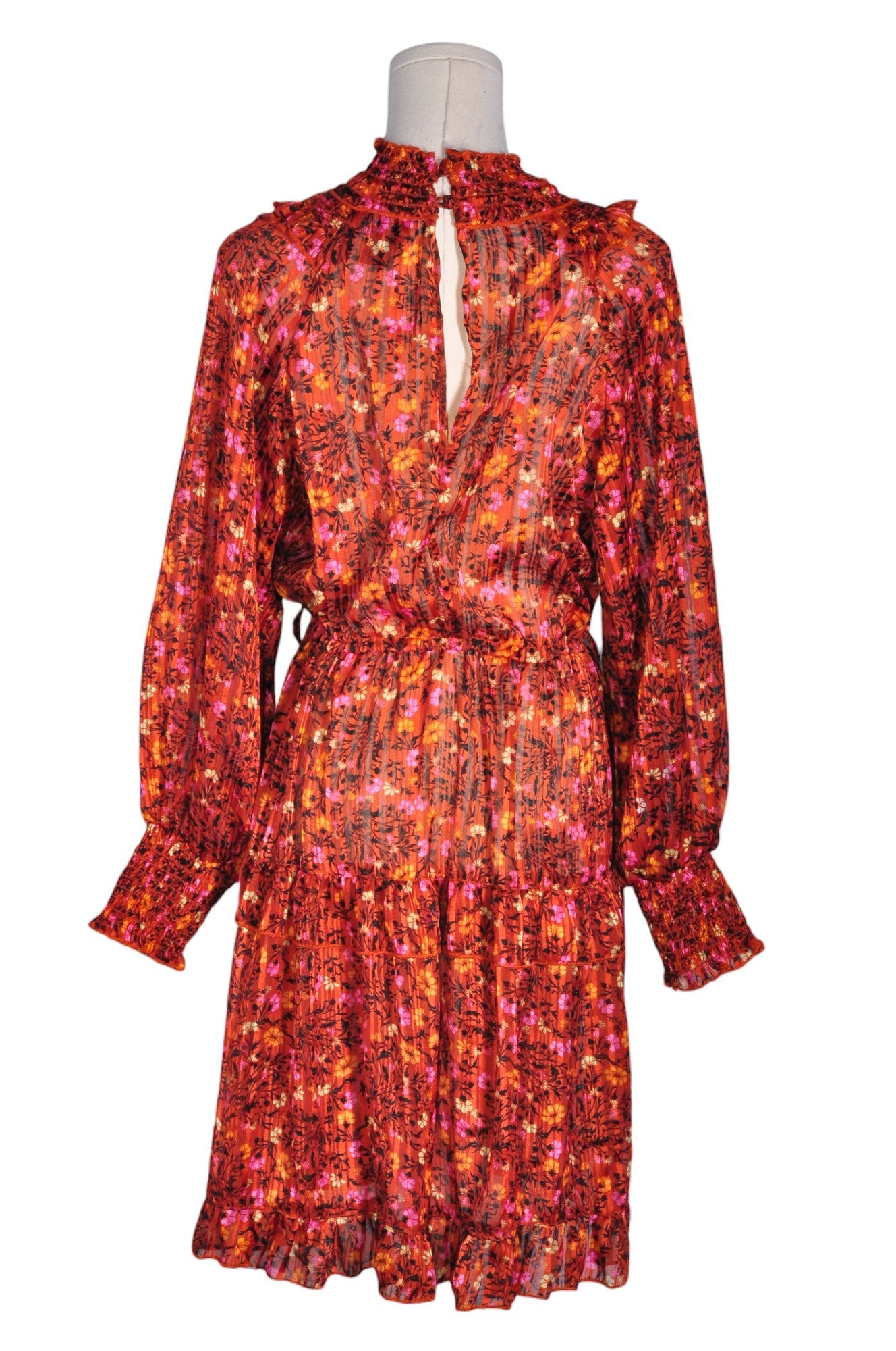 ANGIE Stylish Women's Red Regular-Fit Midi Dress - Size M