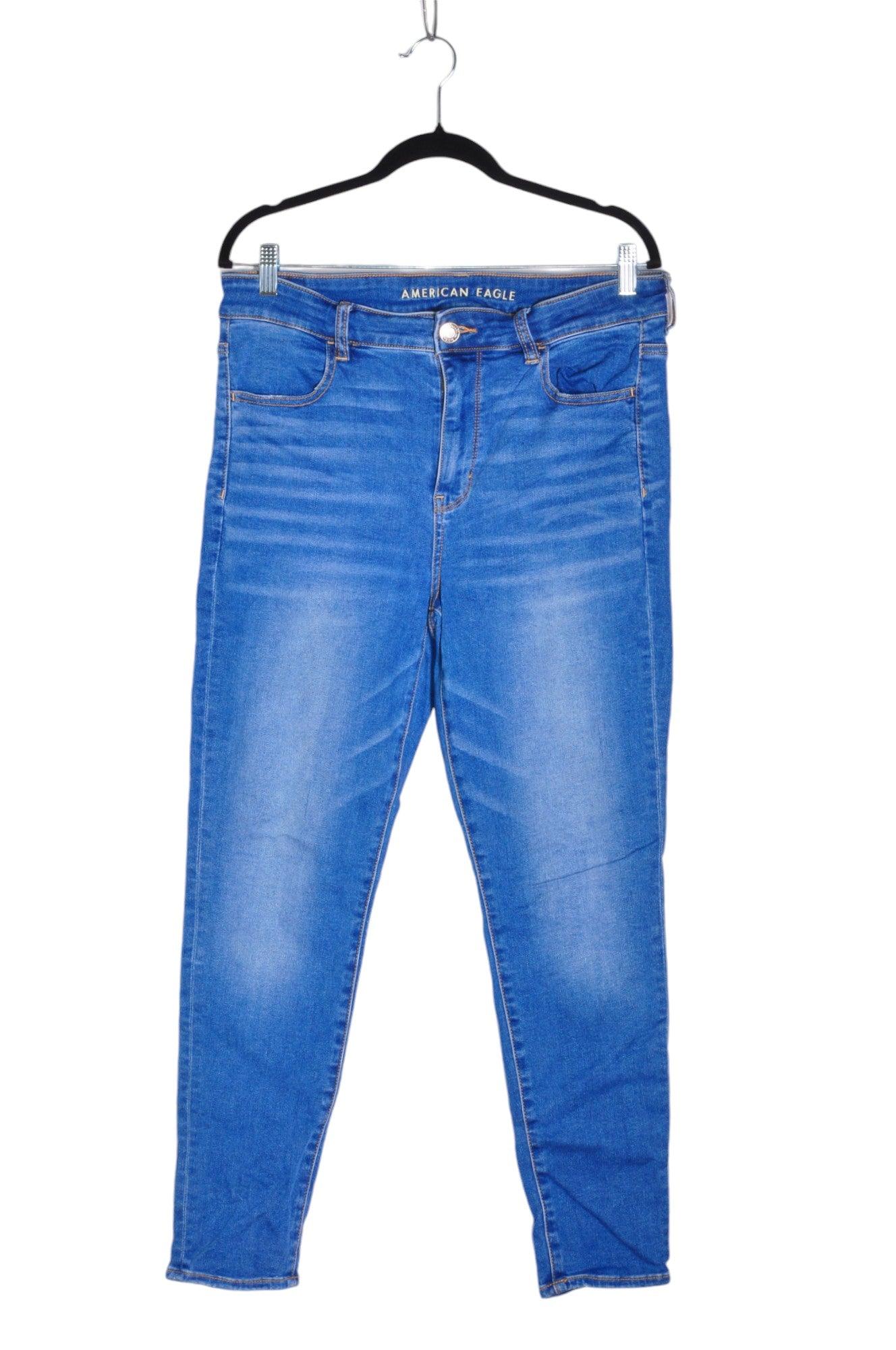 AMERICAN EAGLE Stylish Women's Blue Regular Fit Straight-Legged Jeans - Size 14