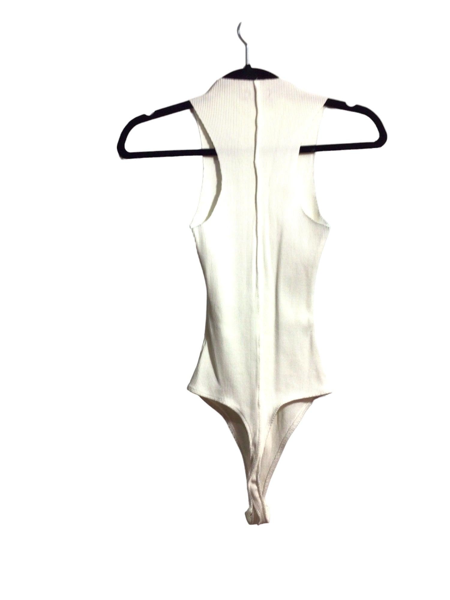 NAKED WARDROBE Women's Stylish White Regular Fit Bodysuit - Size L