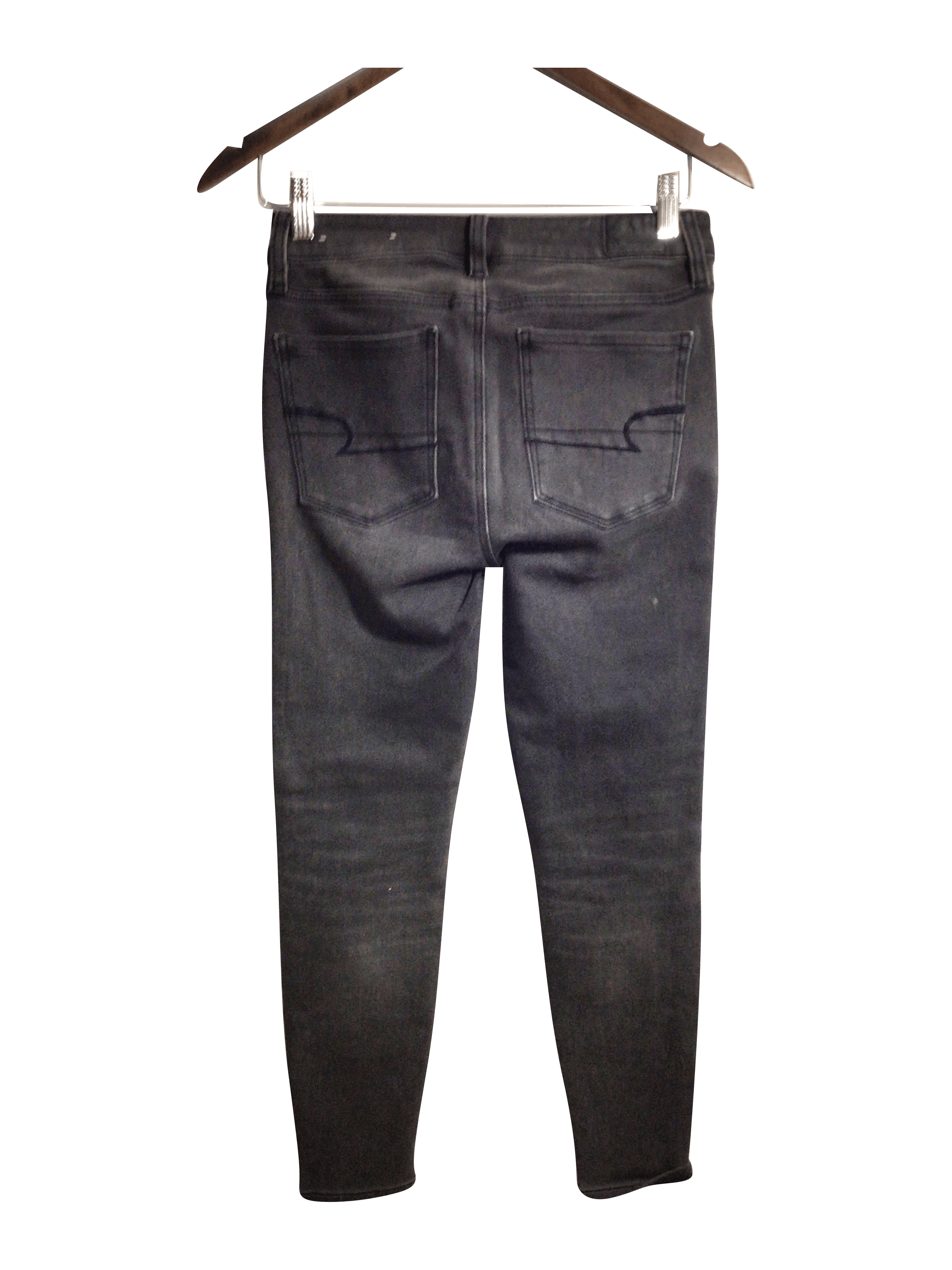 AMERICAN EAGLE Stylish Women's Black Regular Fit Straight-Legged Jeans - Size 4