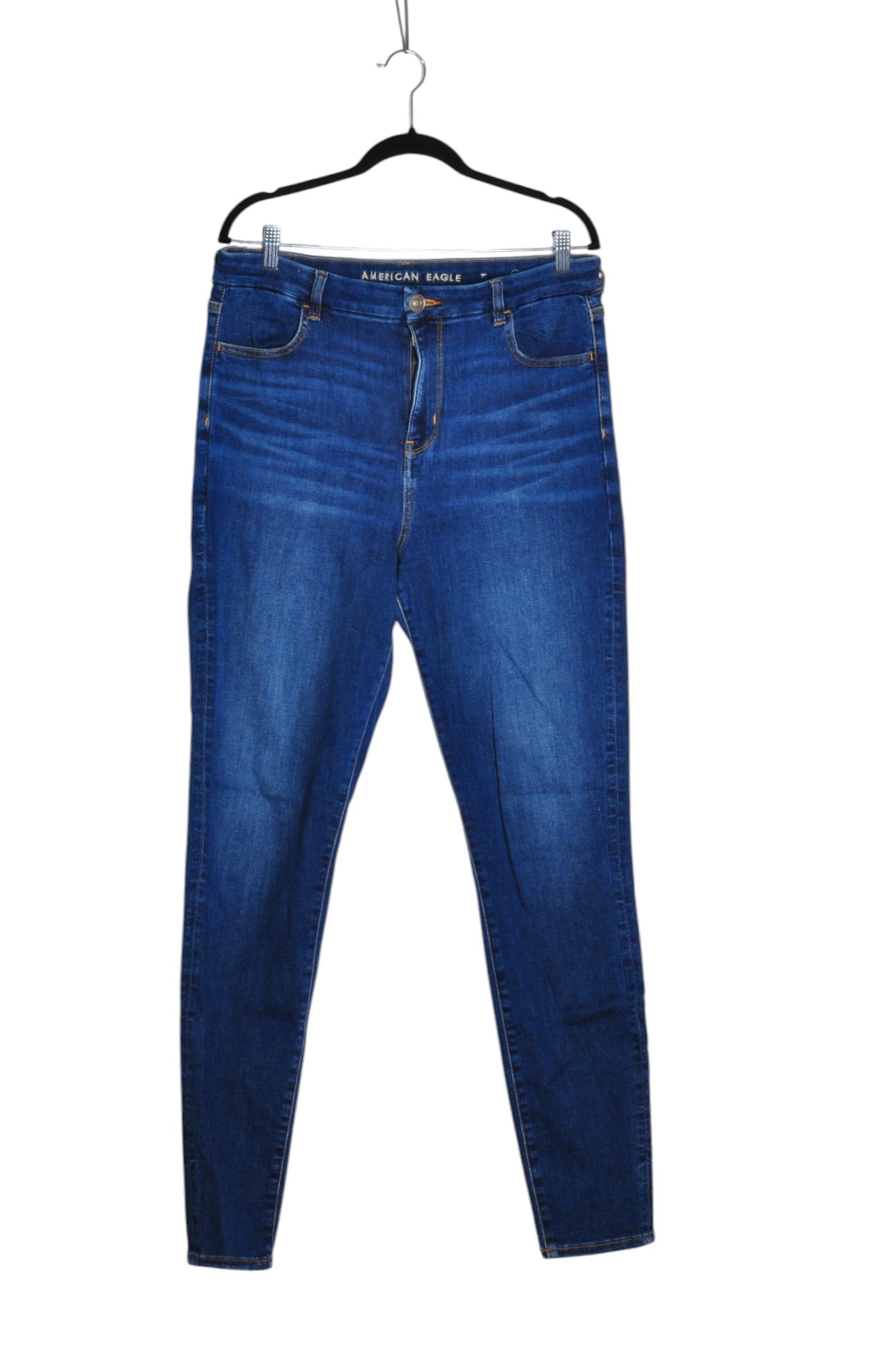 Pre - loved AMERICAN EAGLE Women's Blue Regular - fit Straight - Legged Jeans Size 14