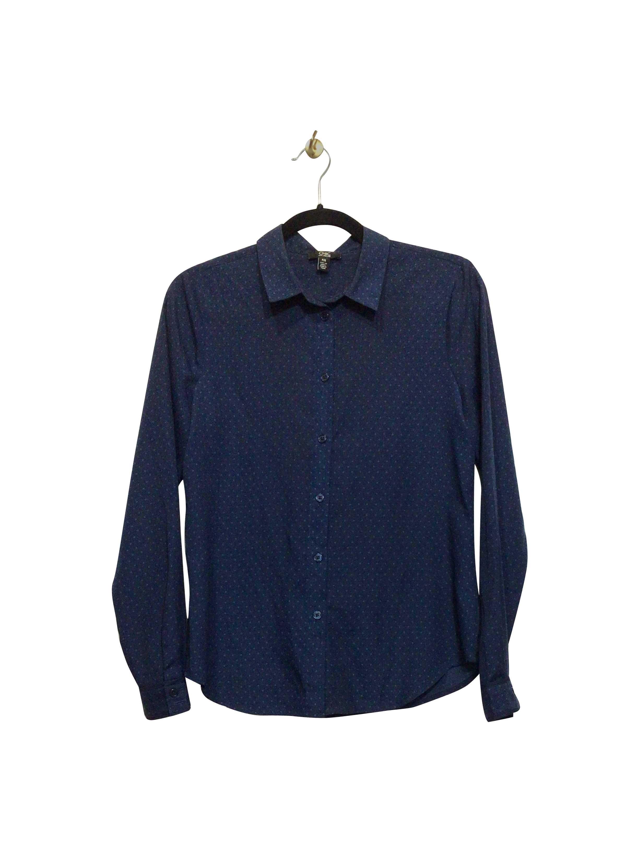 Stylish JACOB Regular Fit Button - down Long - Sleeved Top in Blue - Size S