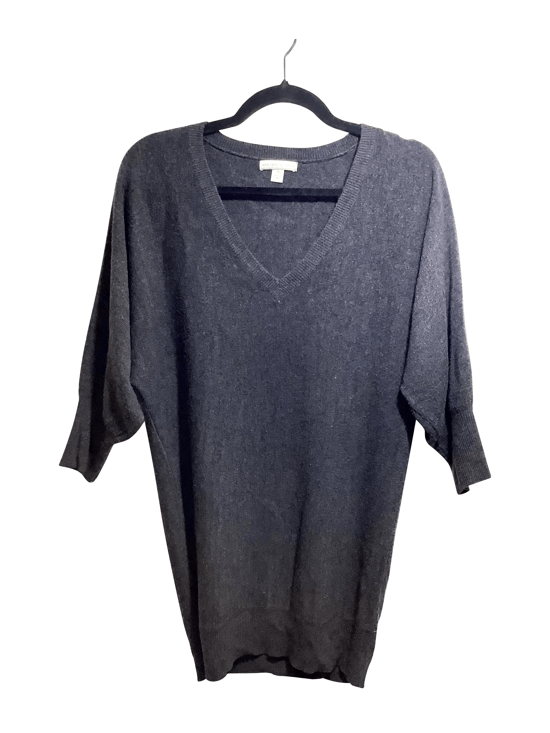 NEW YORK & COMPANY Stylish Regular Fit Gray Long Sleeve V-Neck T-Shirt - XS