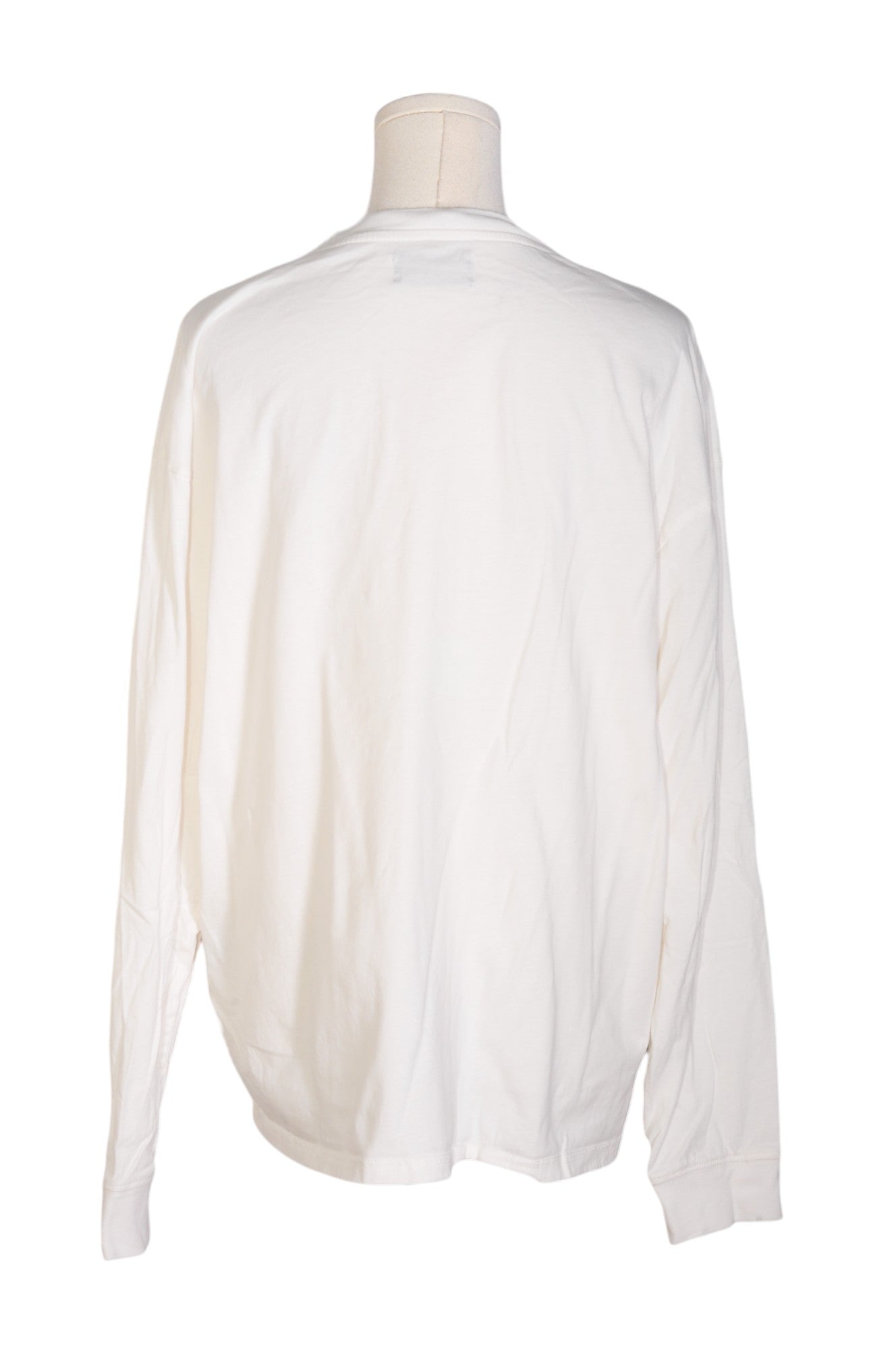 BRUNETTE White Regular Fit Long Sleeve Crew Neck Women's T-Shirt - Size L