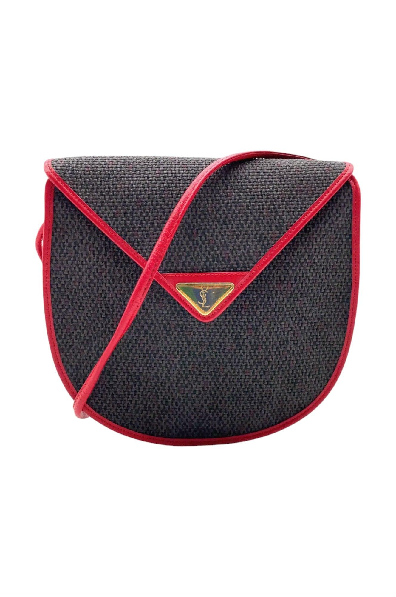 Saint Laurent Gray/Red Pochette NS080768 Stylish Shoulder Bag