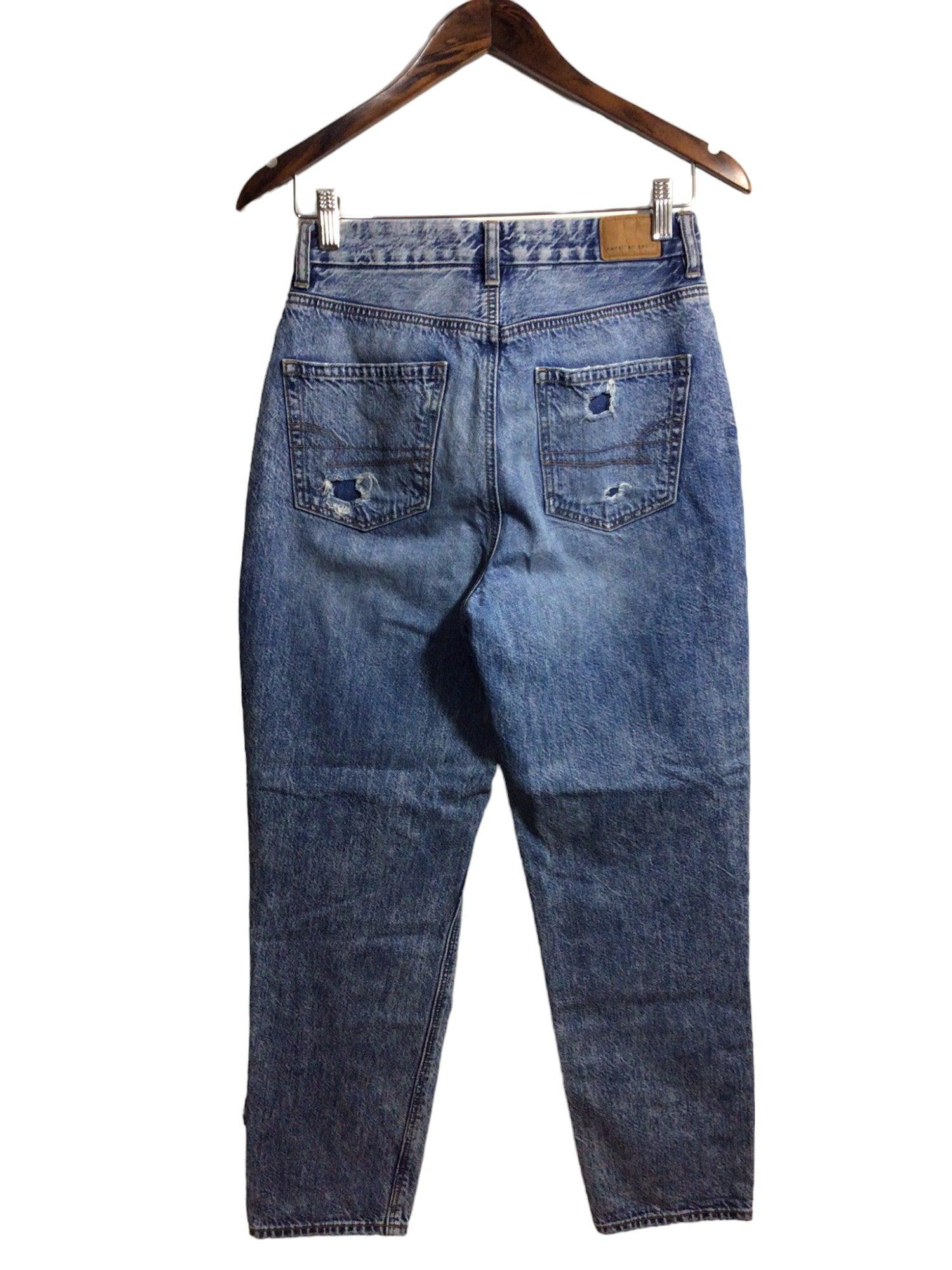 Stylish AMERICAN EAGLE Women's Blue Regular Fit Straight-Legged Jeans - Size XS