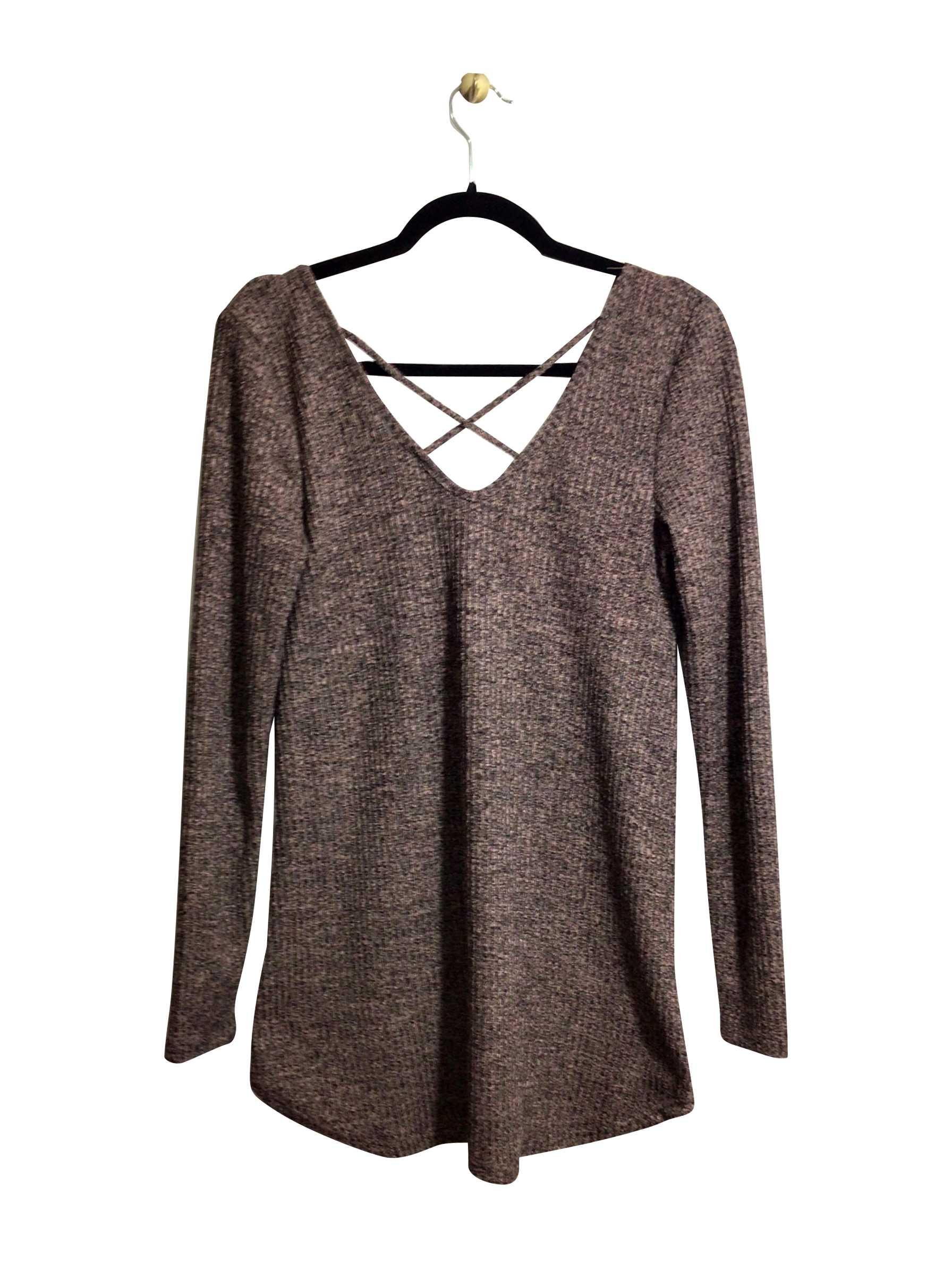 ECLIPSE Stylish Regular Fit Brown Long Sleeve V-Neck T-shirt - Size S