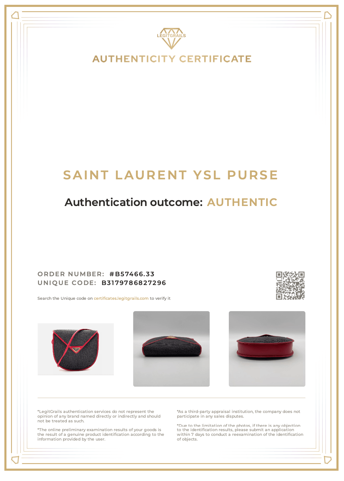 Saint Laurent Gray/Red Pochette NS080768 Stylish Shoulder Bag