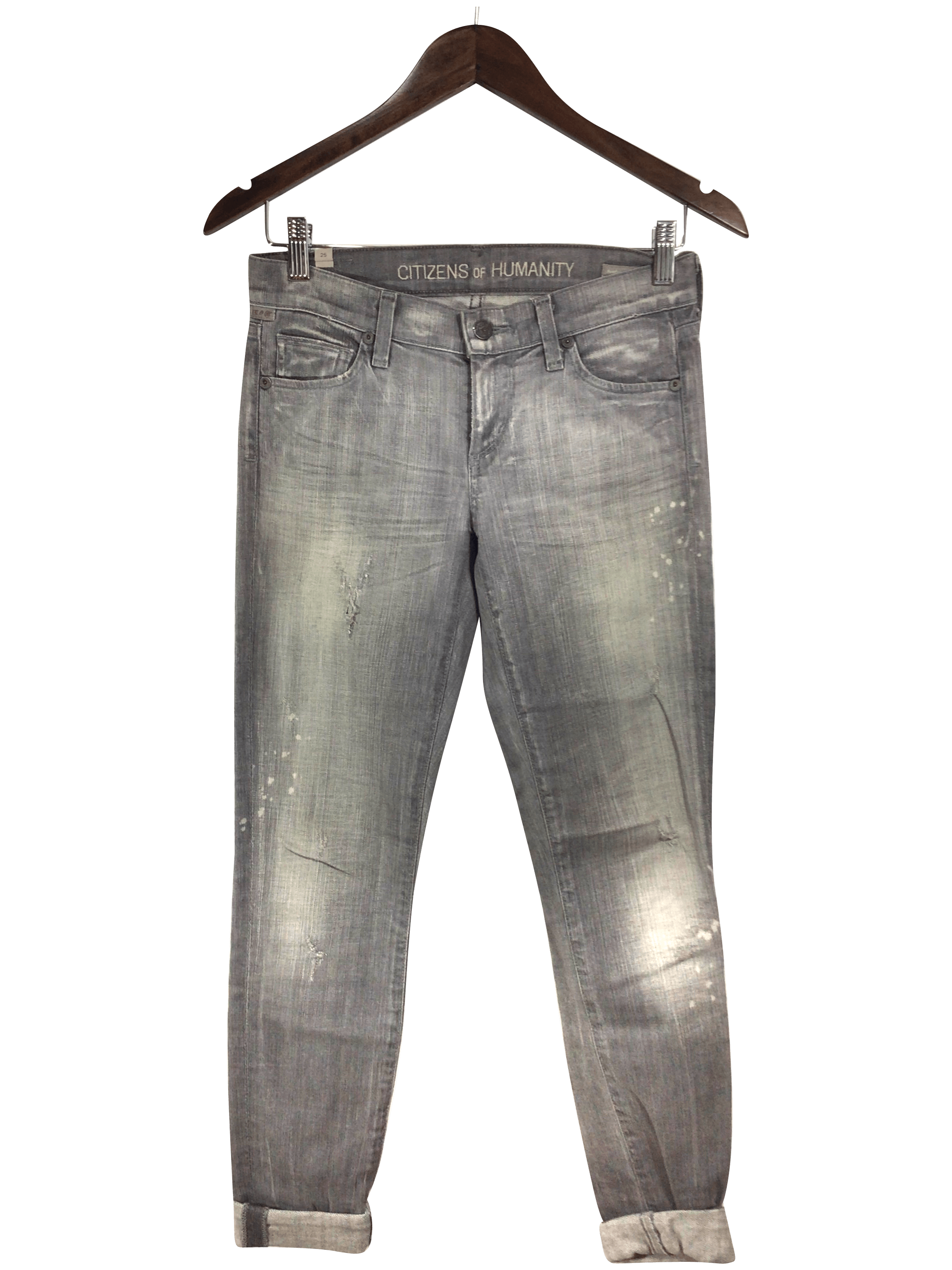 CITIZENS OF HUMANITY Stylish Gray Regular Fit Straight - Legged Second - Hand Jeans Size 25