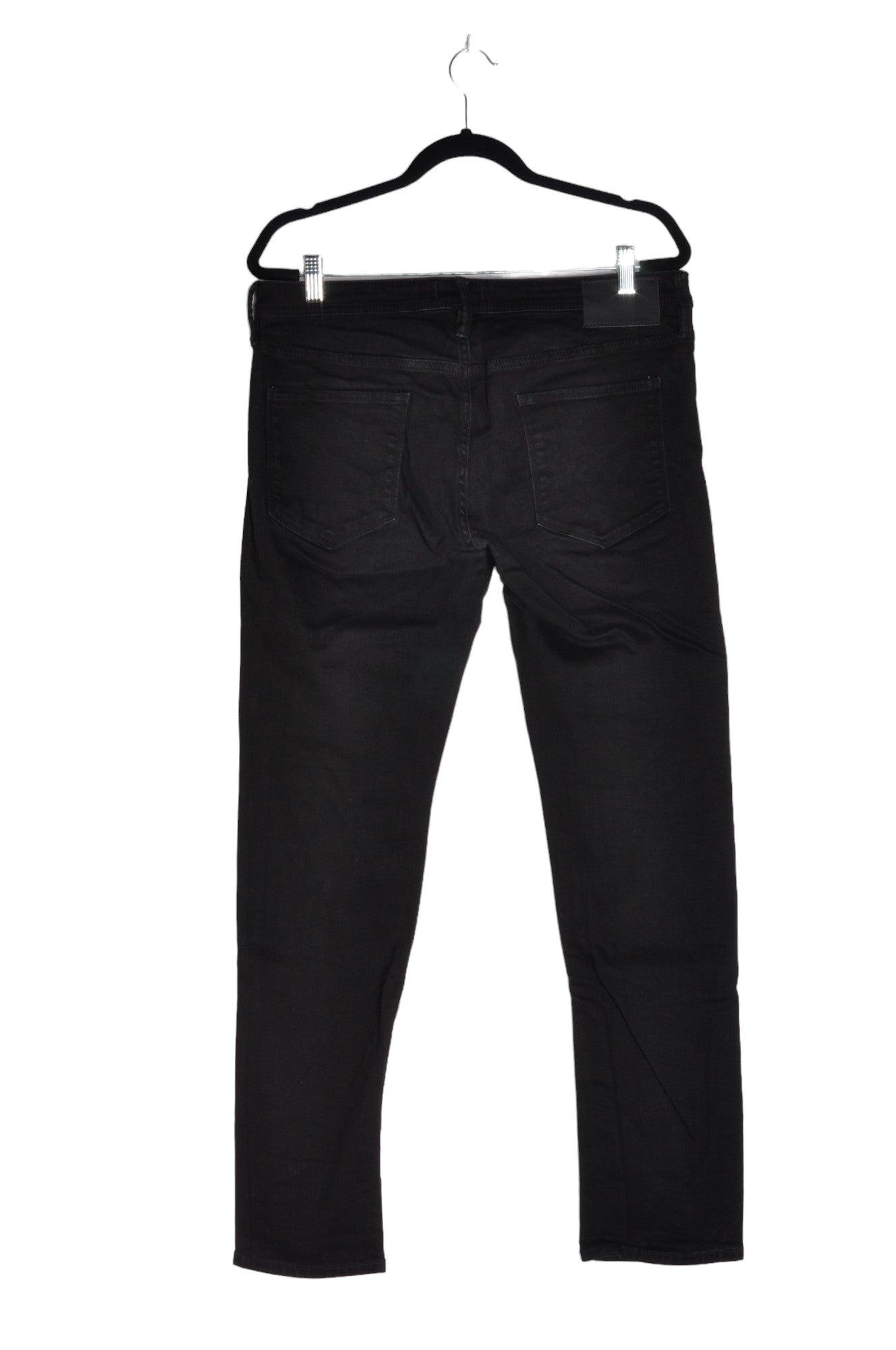 JACK AND JONES Stylish Men's Black Regular Fit Straight-Legged Jeans - Size 34x32
