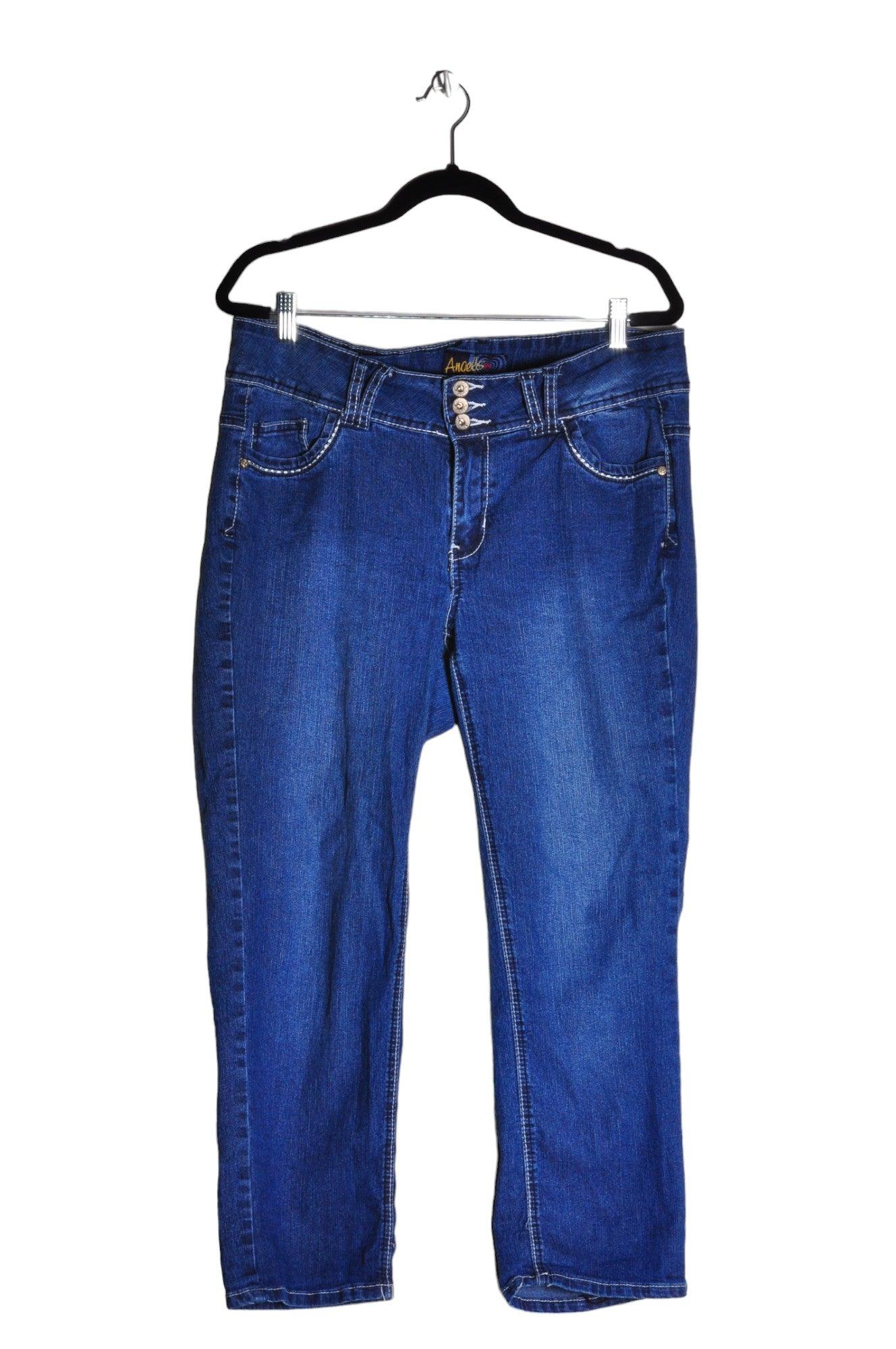 Stylish ANGELS Women's Blue Regular Fit Straight-Legged Jeans - Size 14