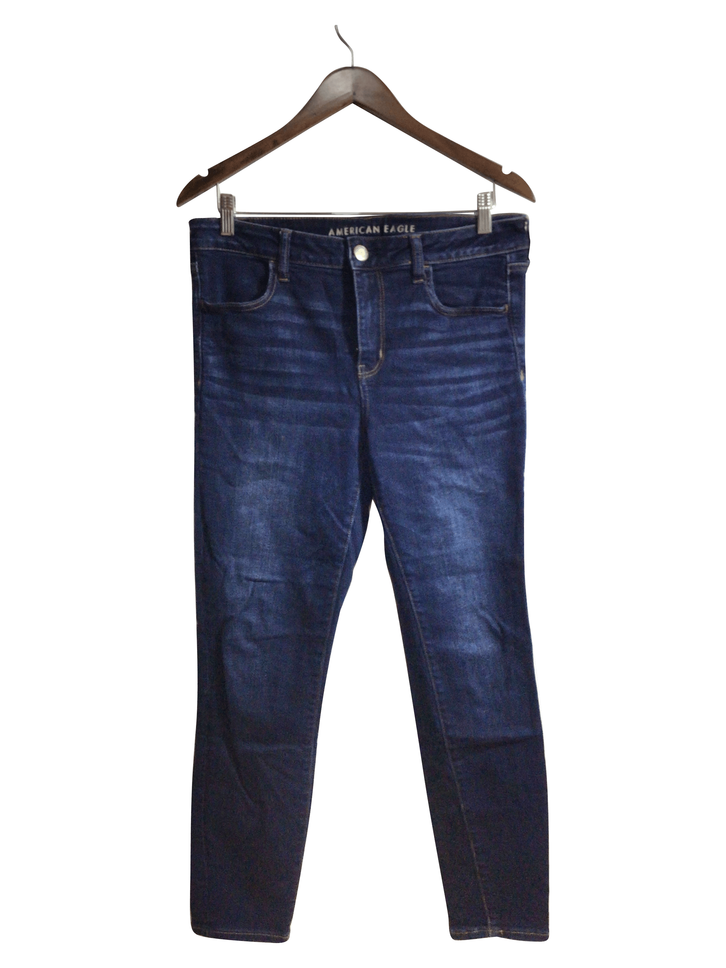 AMERICAN EAGLE Stylish Women's Blue Regular Fit Straight-Legged Jeans - Size 14