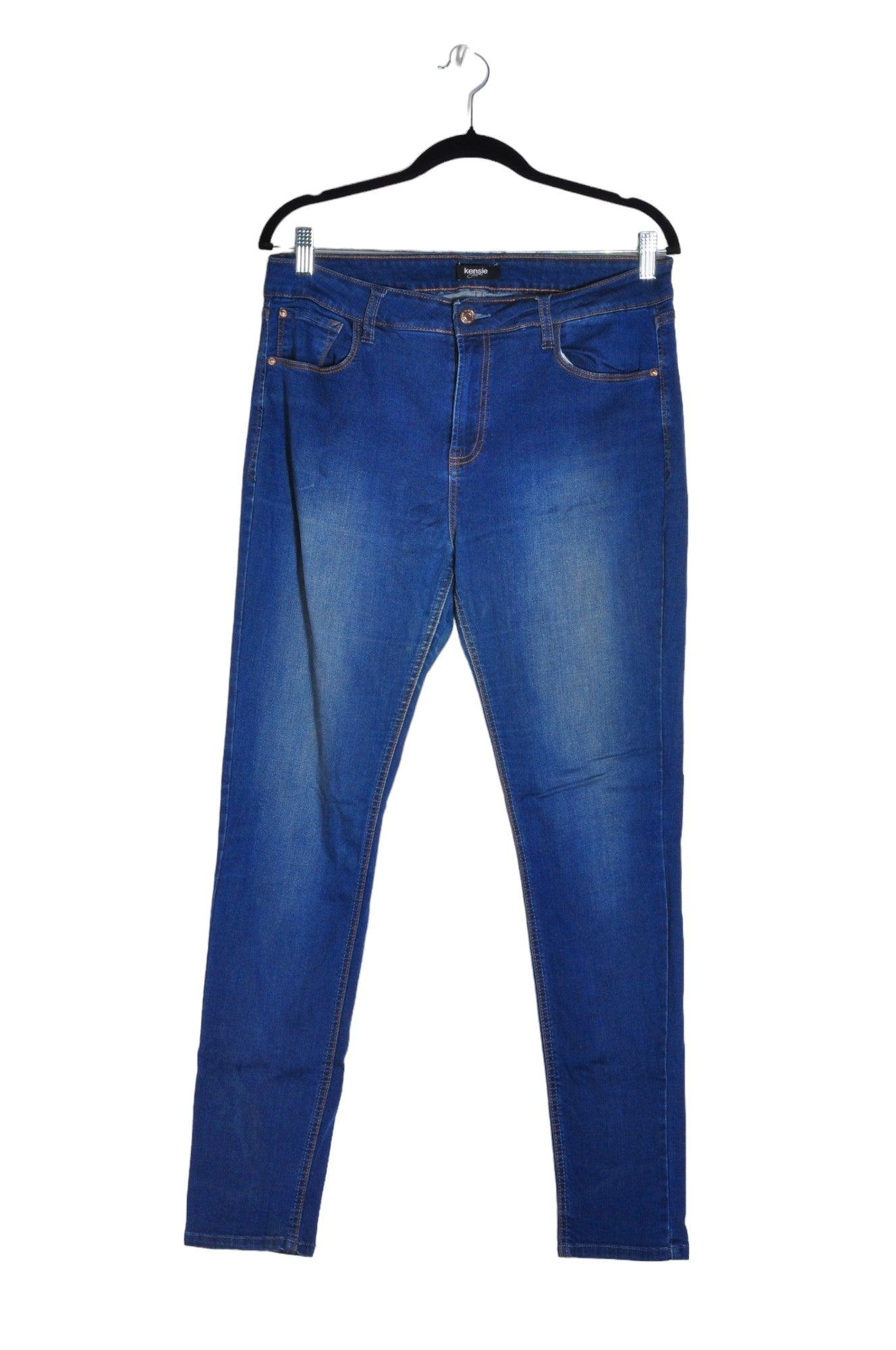 KENSIE Women's Blue Regular-Fit Straight-Legged Second-Hand Jeans Size 12