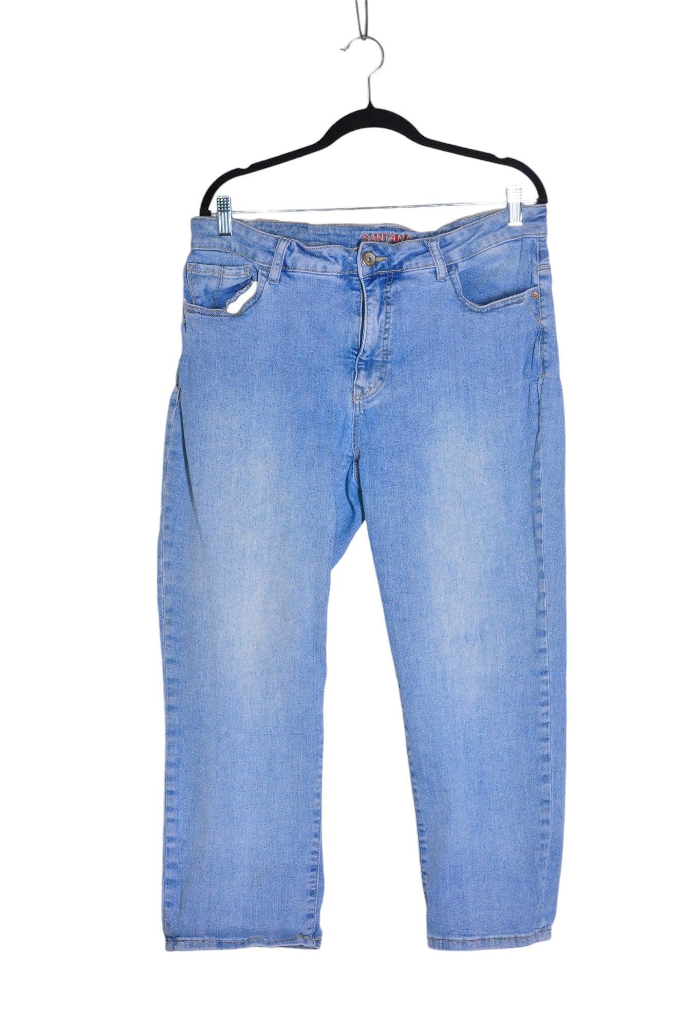 SANTANA Stylish Women's Blue Regular Fit Straight-Legged Jeans - Size 14