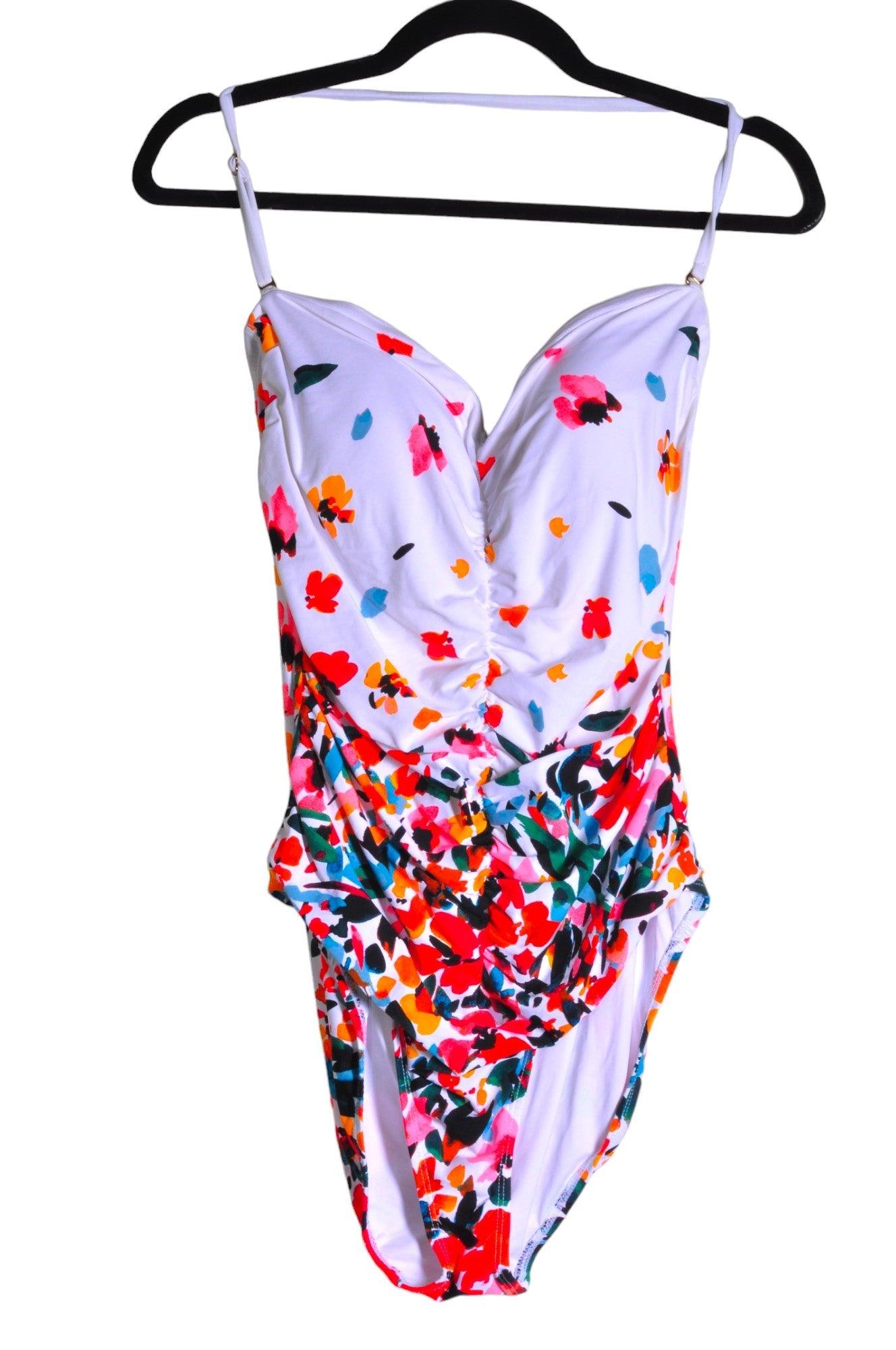 ANNE COLE Women's Stylish One Piece White Swimsuit - Size 16, Regular Fit