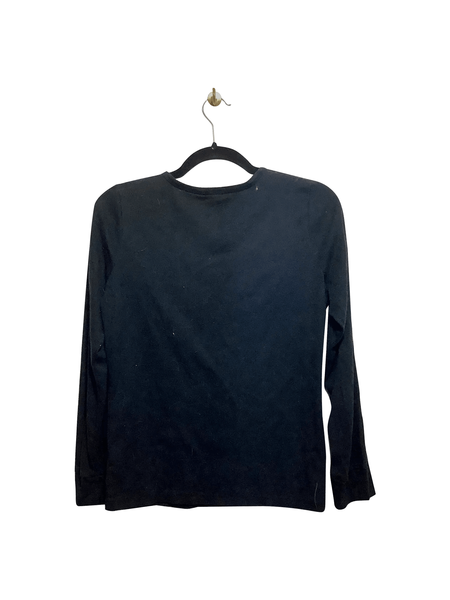 DENVER HAYES Stylish Regular Fit Black Long - Sleeve Crew Neck T - shirt in Size L