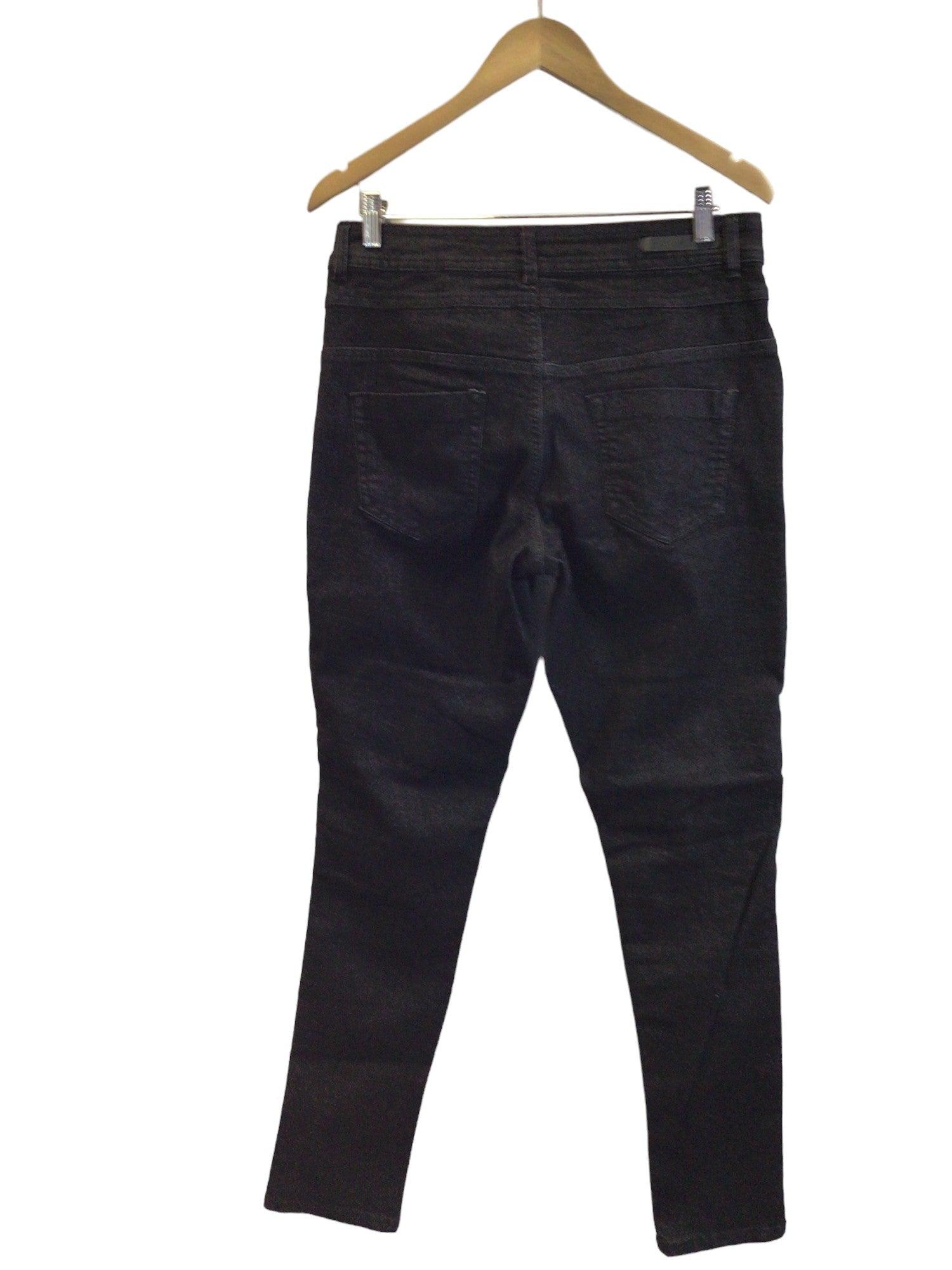 JEANIOLOGIE Stylish Women's Straight-Legged Regular Fit Black Jeans - Size 32
