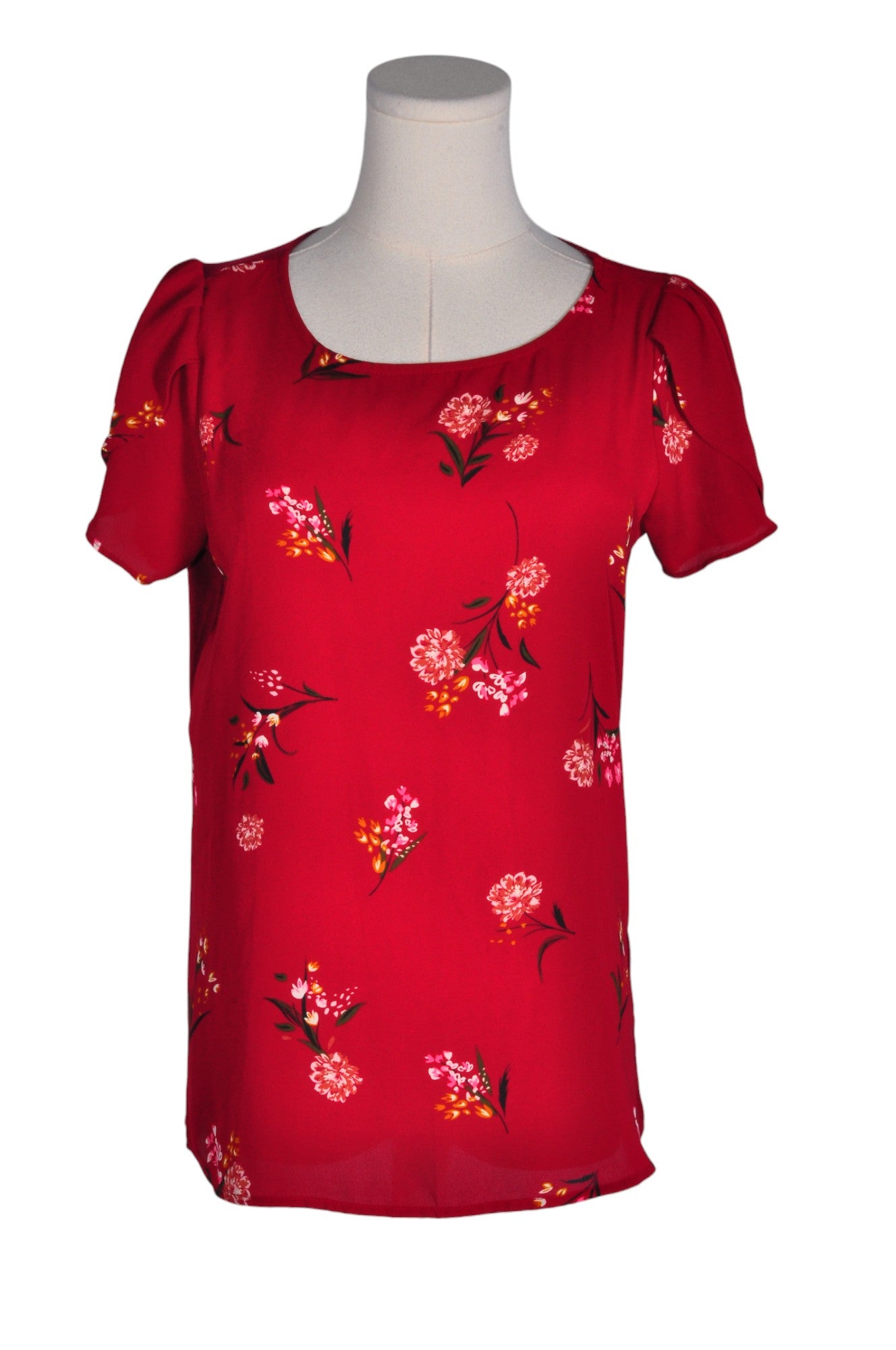 Stylish RW&CO Second - Hand Women's Red Regular - Fit Blouse in Size S