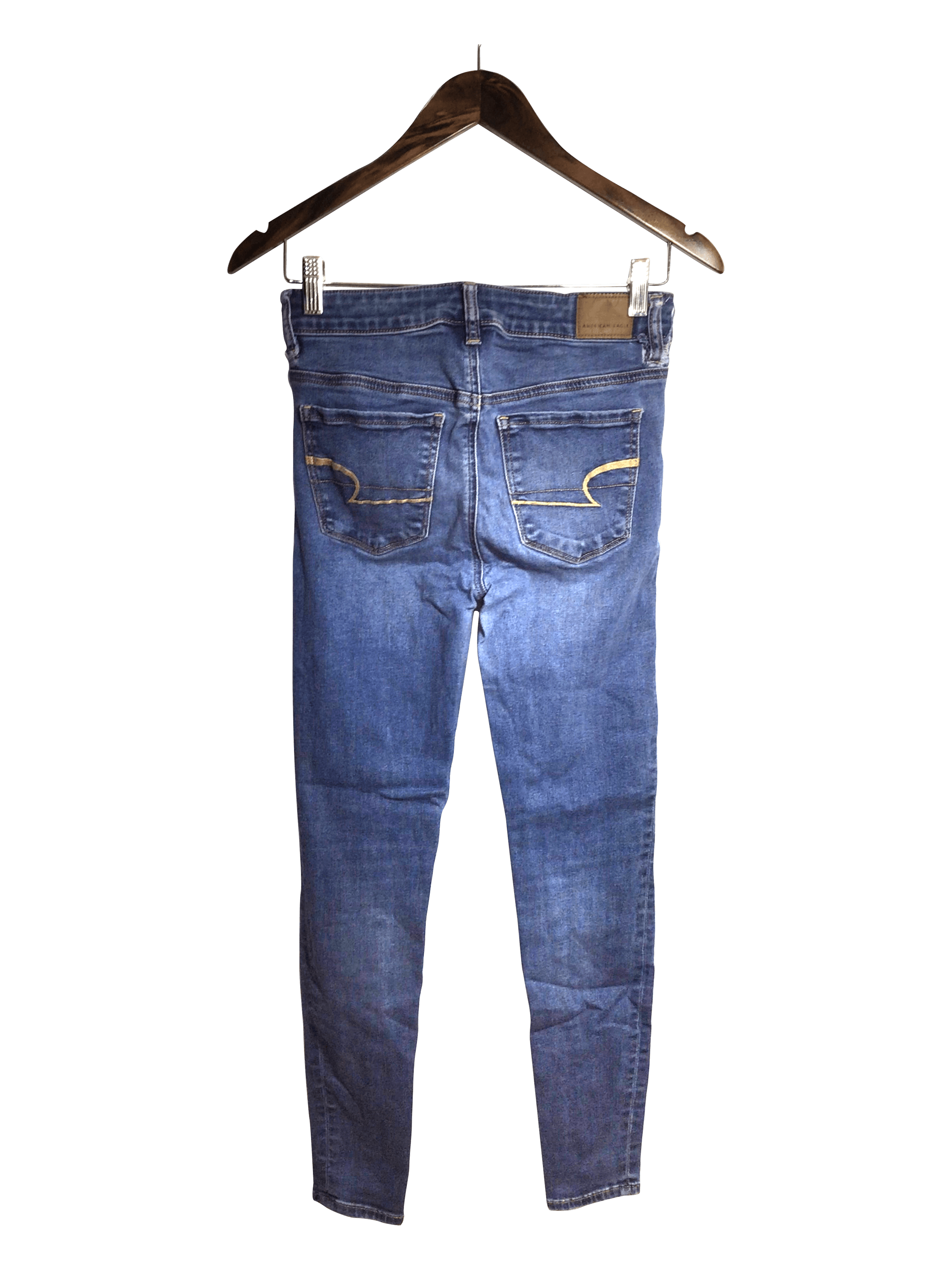 AMERICAN EAGLE Stylish Women's Blue Regular Fit Straight-Legged Jeans - Size 4