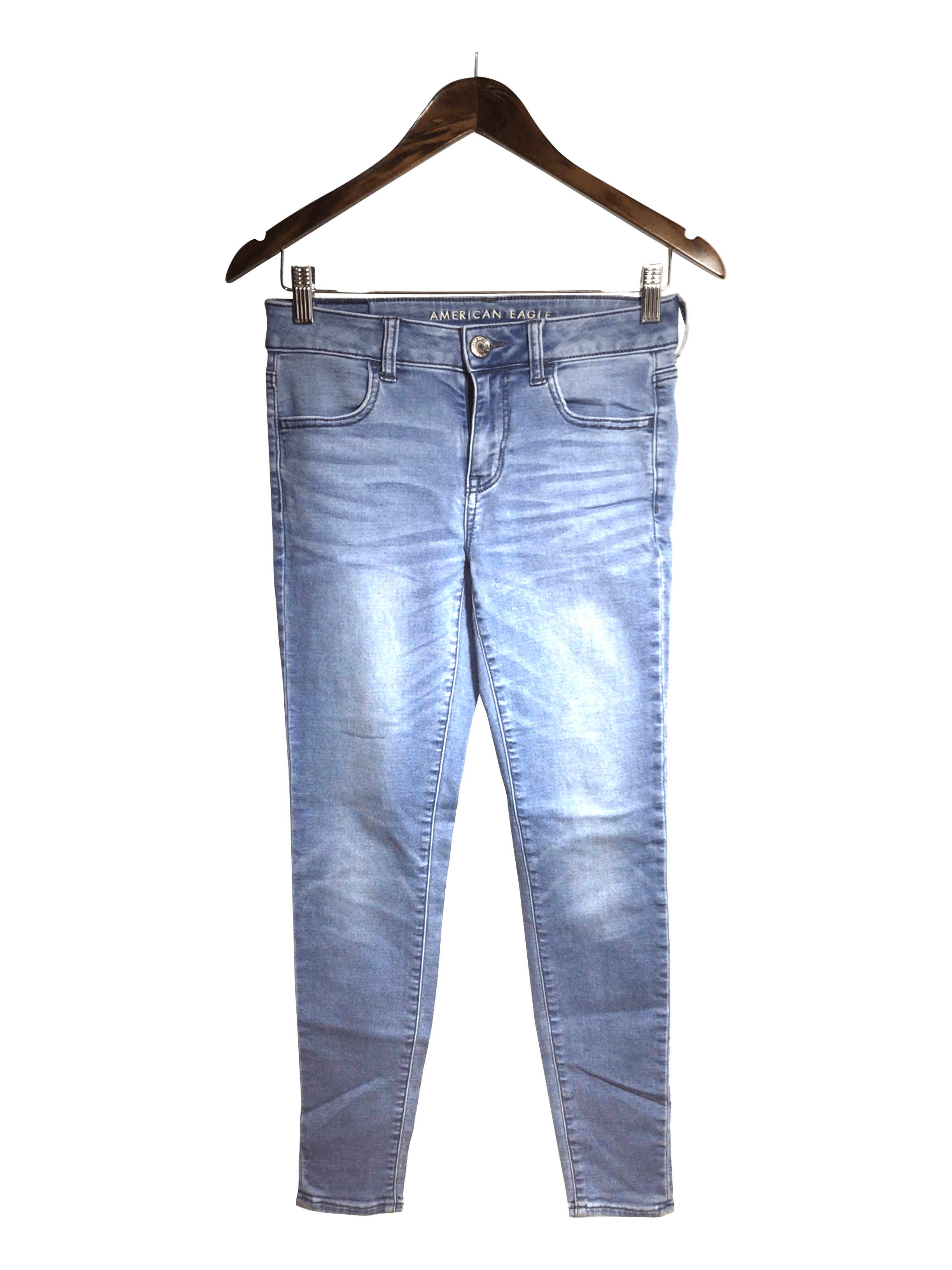 AMERICAN EAGLE Stylish Women's Blue Regular Fit Straight-Legged Jeans - Size 4