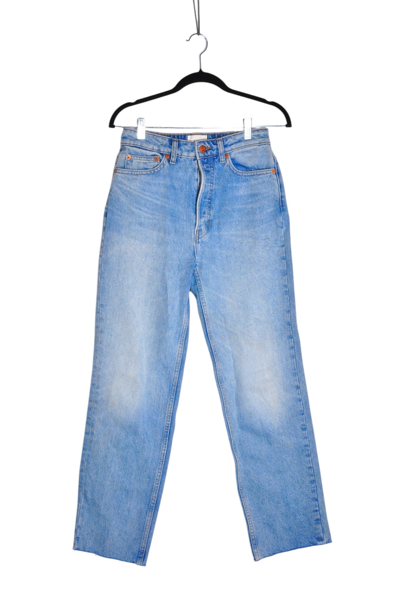 Stylish DOEN Women's Blue Regular-Fit Straight-Legged Jeans Size 25