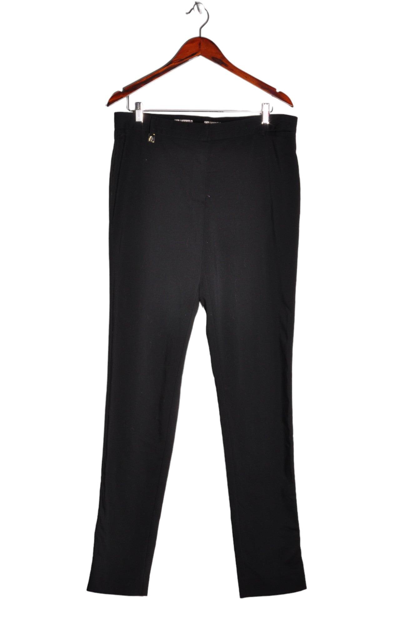 Stylish KARL LAGERFELD Women's Regular Fit Black Work Pants - Size 14