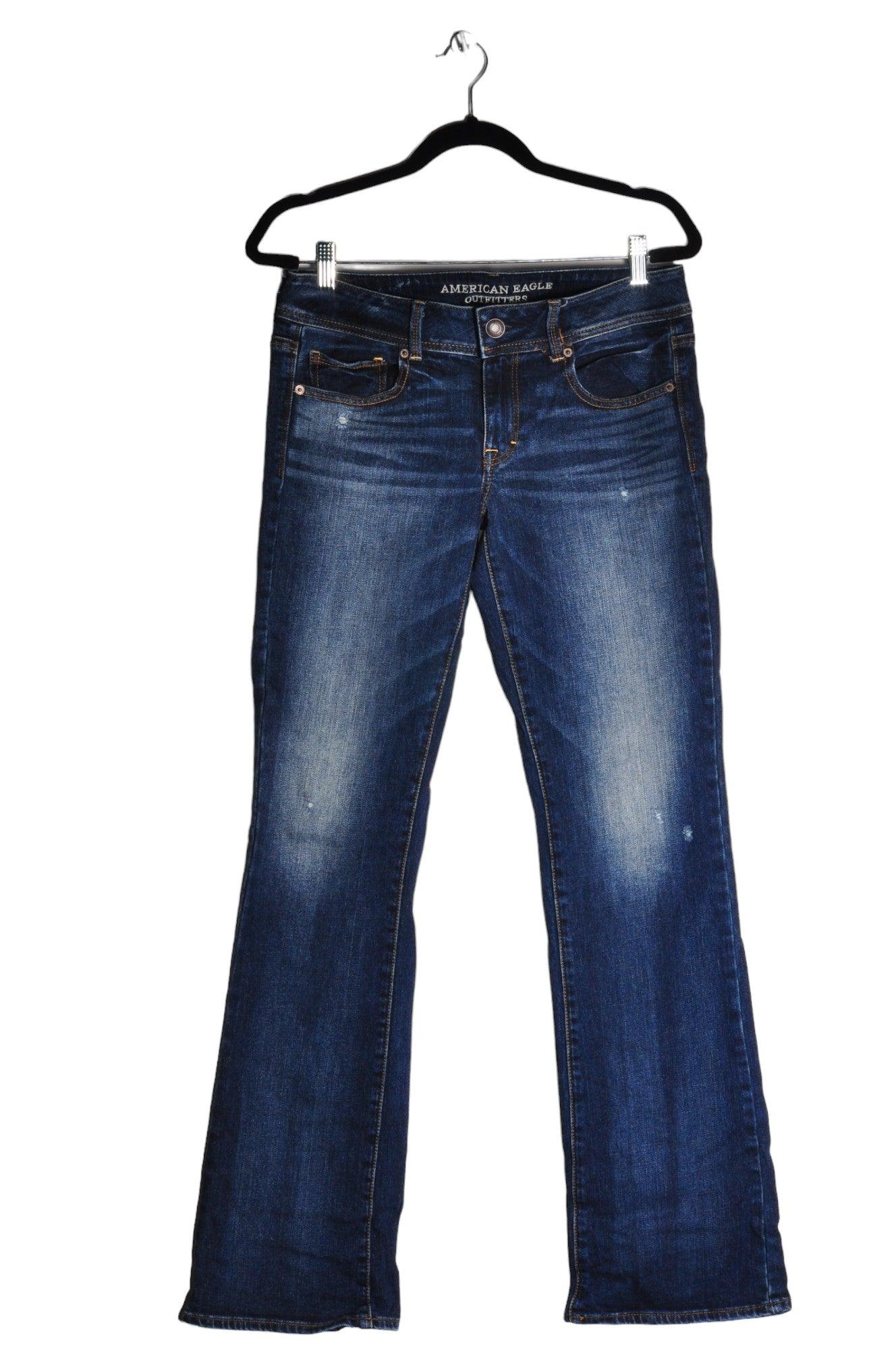 Stylish AMERICAN EAGLE Women's Regular Fit Blue Straight-Legged Jeans - Size 8