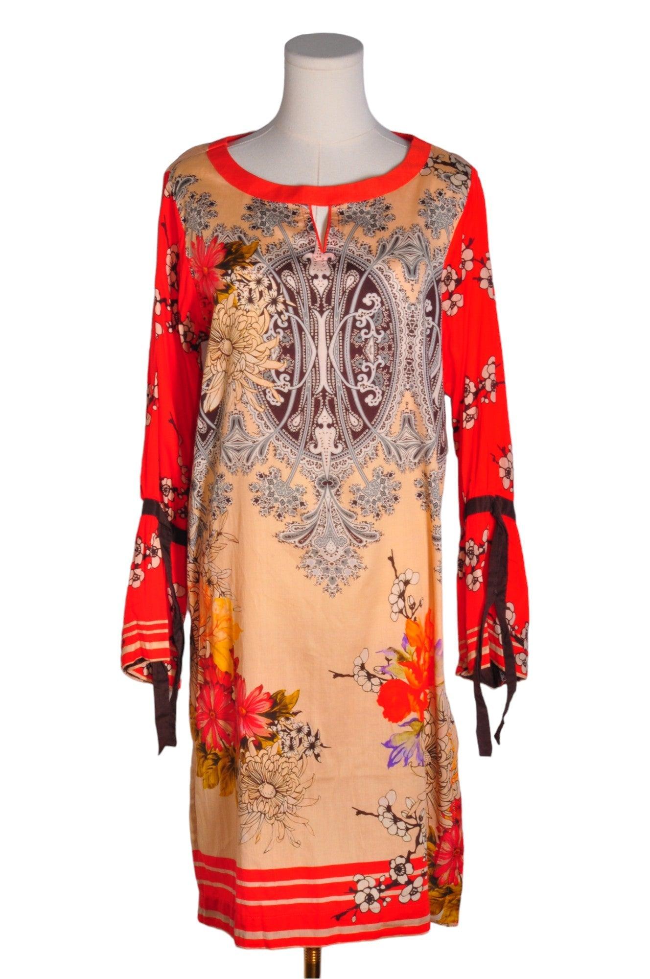KALKARMAN STUDIO Stylish Women's Orange Maxi Dress - Regular Fit, Size L