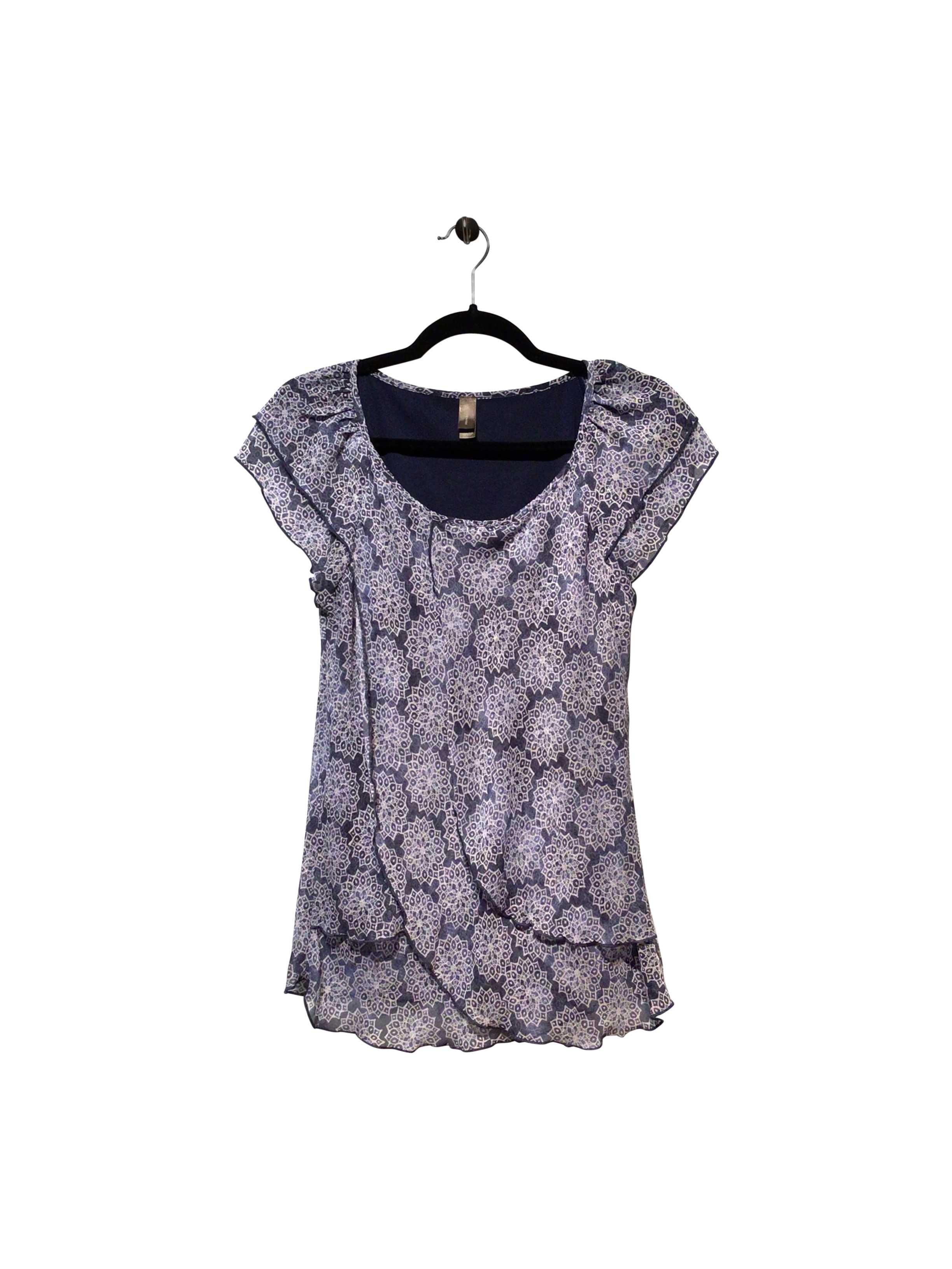 DENVER HAYES Stylish Regular Fit Graphic Print Blue Blouse - XS